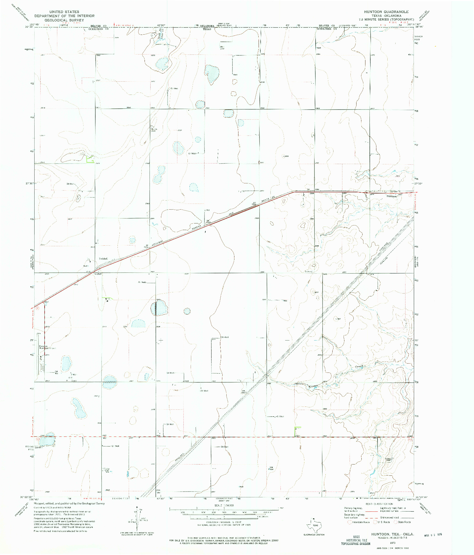 USGS 1:24000-SCALE QUADRANGLE FOR HUNTOON, TX 1973