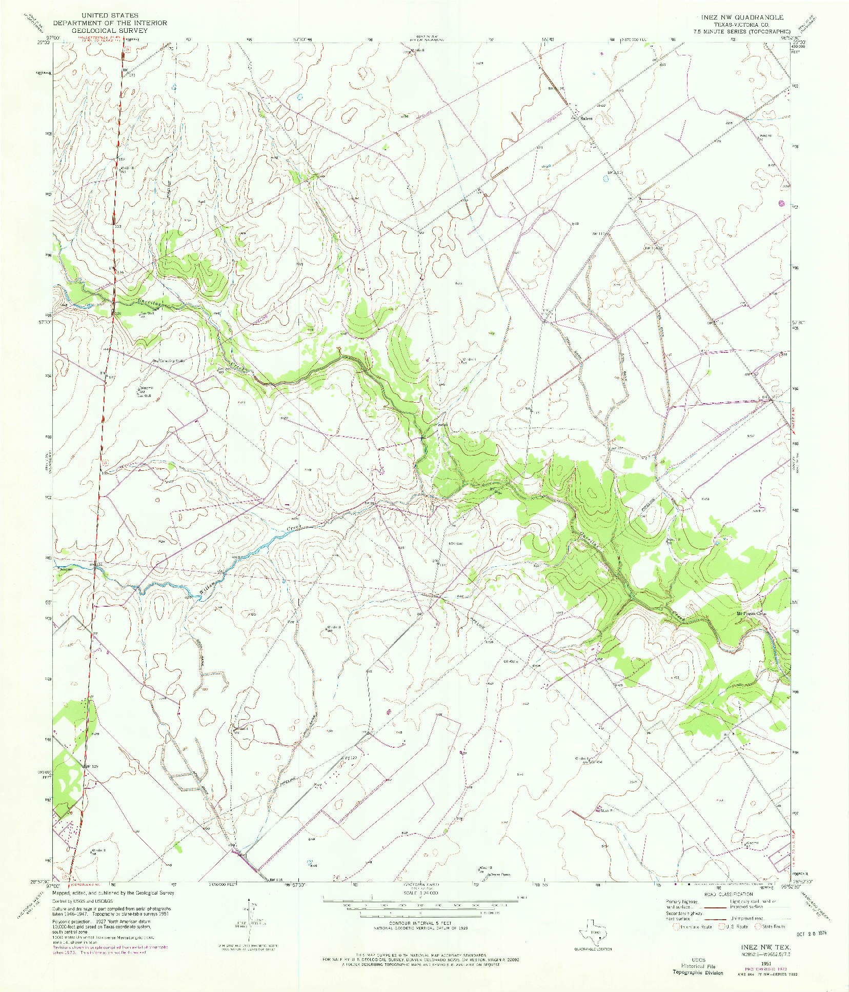 USGS 1:24000-SCALE QUADRANGLE FOR INEZ NW, TX 1951