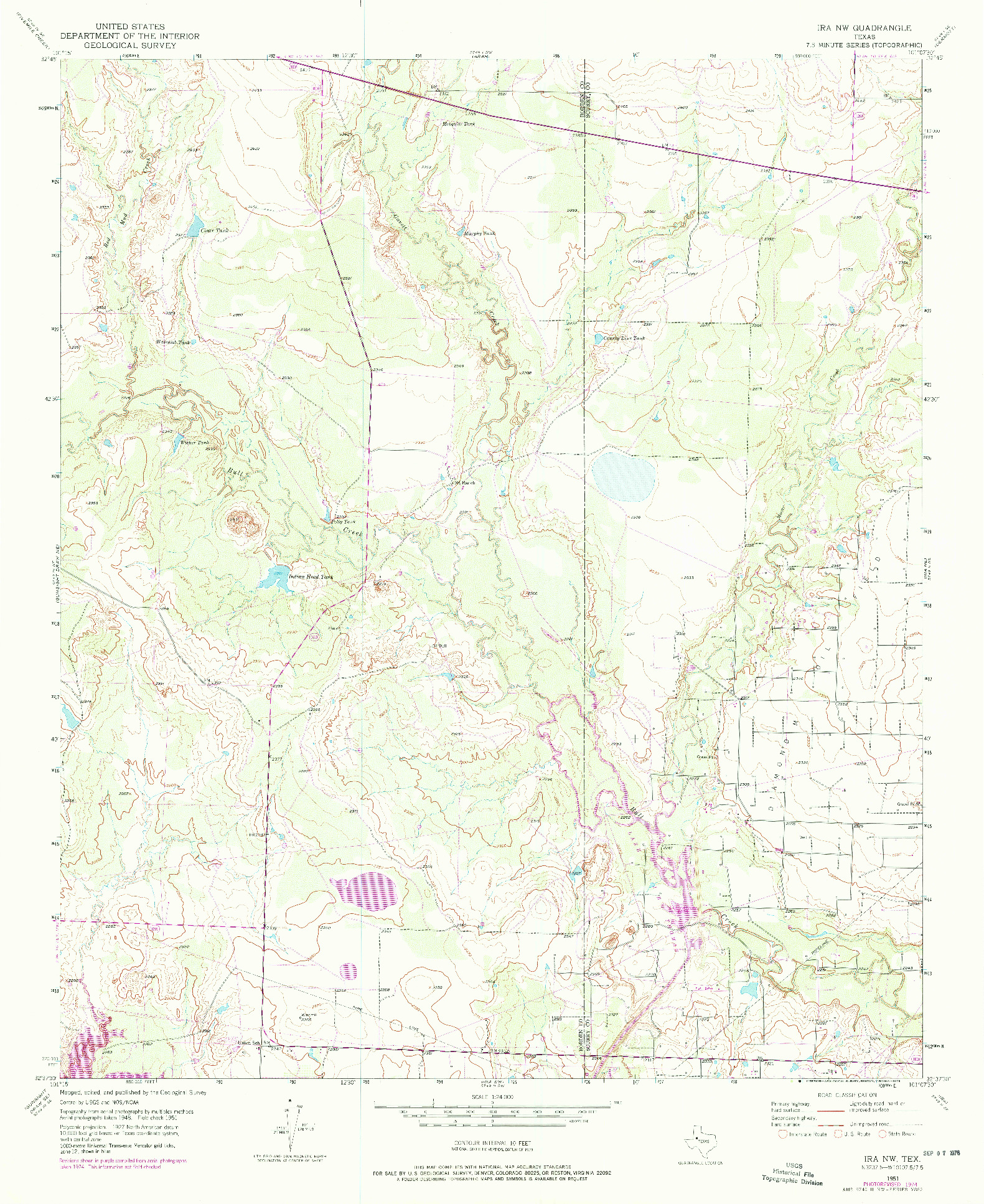 USGS 1:24000-SCALE QUADRANGLE FOR IRA NW, TX 1951