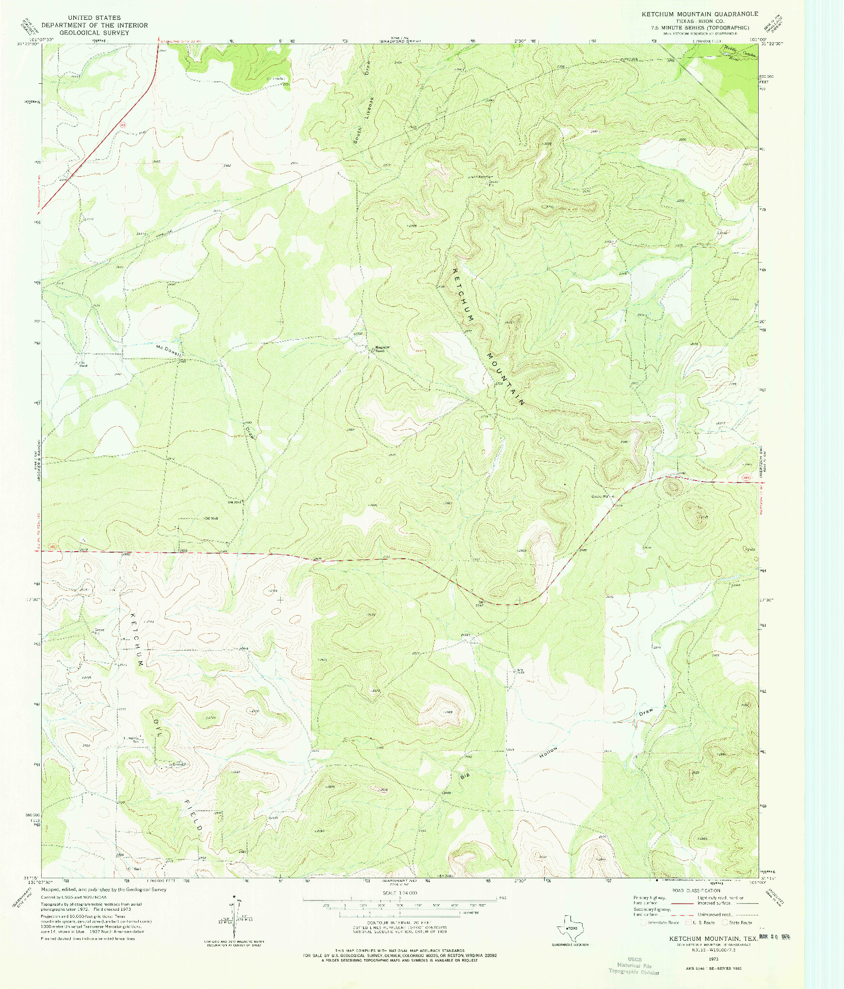 USGS 1:24000-SCALE QUADRANGLE FOR KETCHUM MOUNTAIN, TX 1973