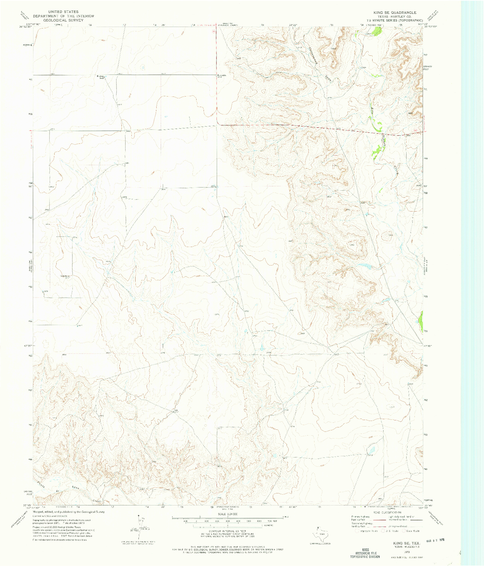 USGS 1:24000-SCALE QUADRANGLE FOR KING SE, TX 1973