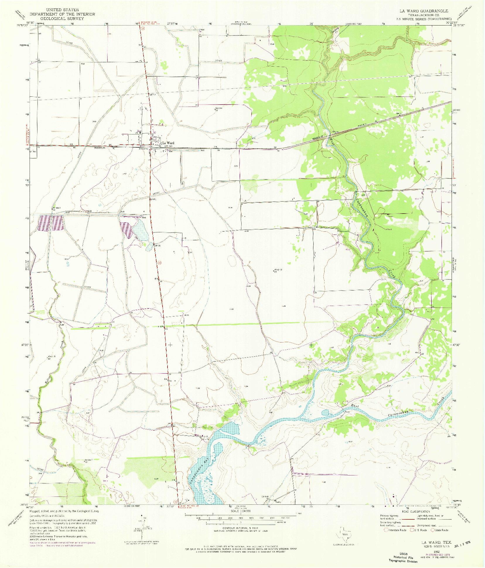 USGS 1:24000-SCALE QUADRANGLE FOR LA WARD, TX 1952