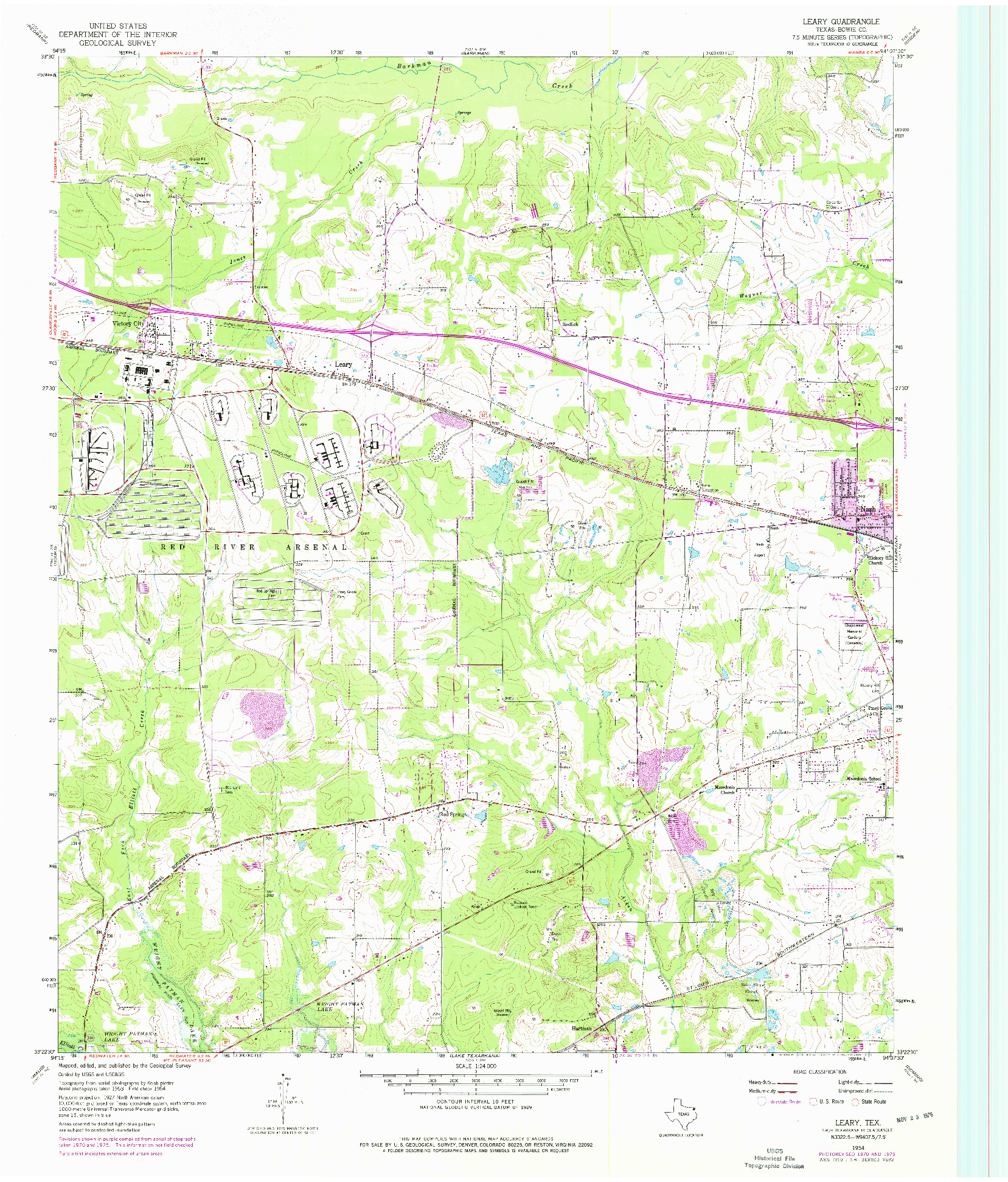 USGS 1:24000-SCALE QUADRANGLE FOR LEARY, TX 1954
