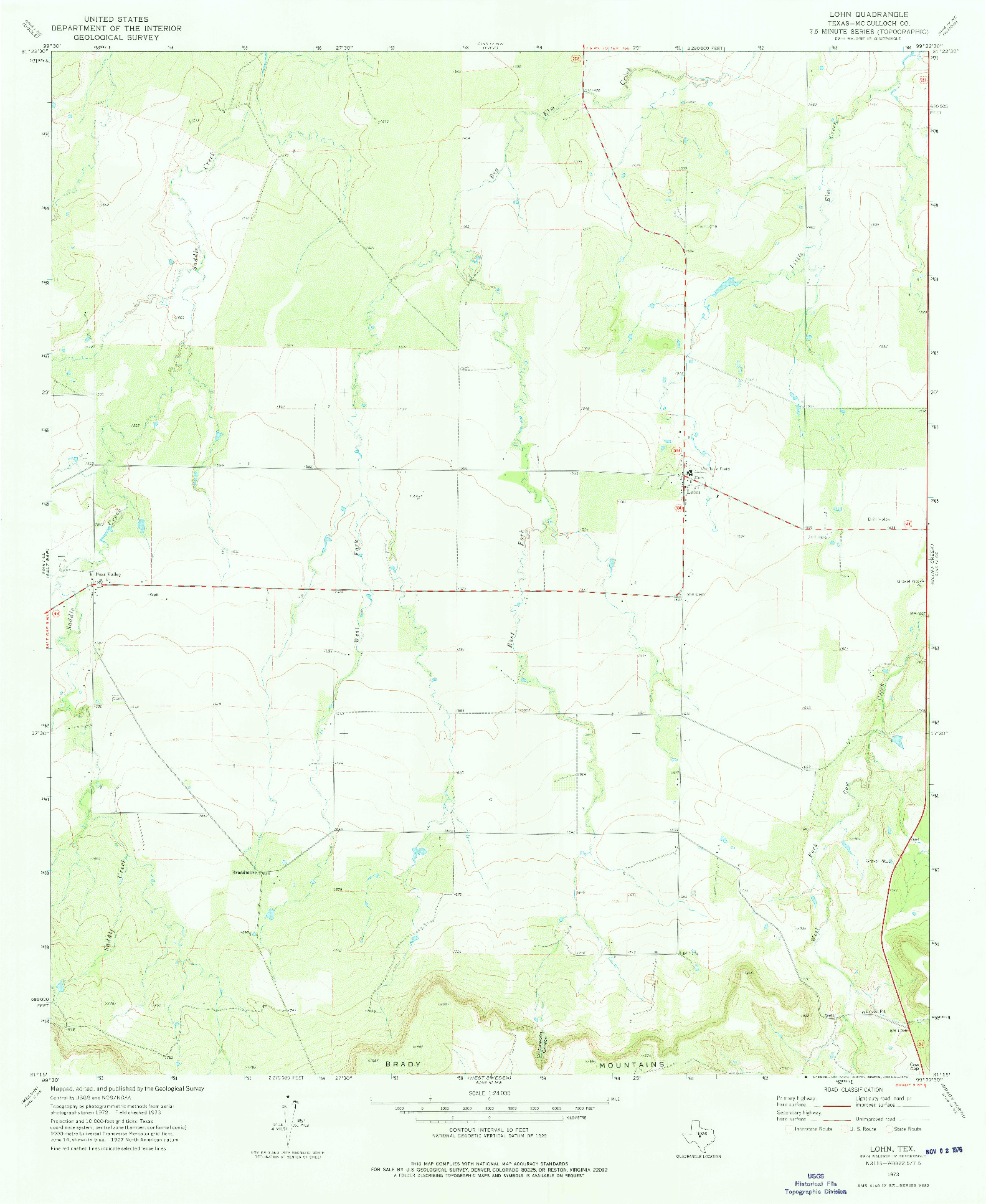 USGS 1:24000-SCALE QUADRANGLE FOR LOHN, TX 1973