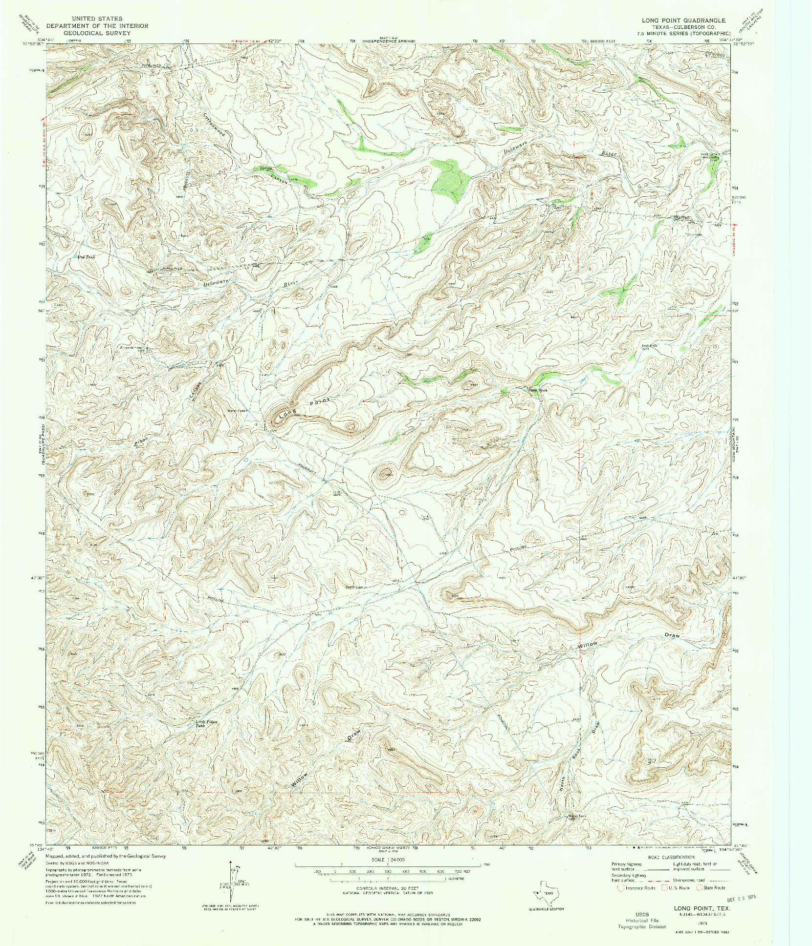 USGS 1:24000-SCALE QUADRANGLE FOR LONG POINT, TX 1973
