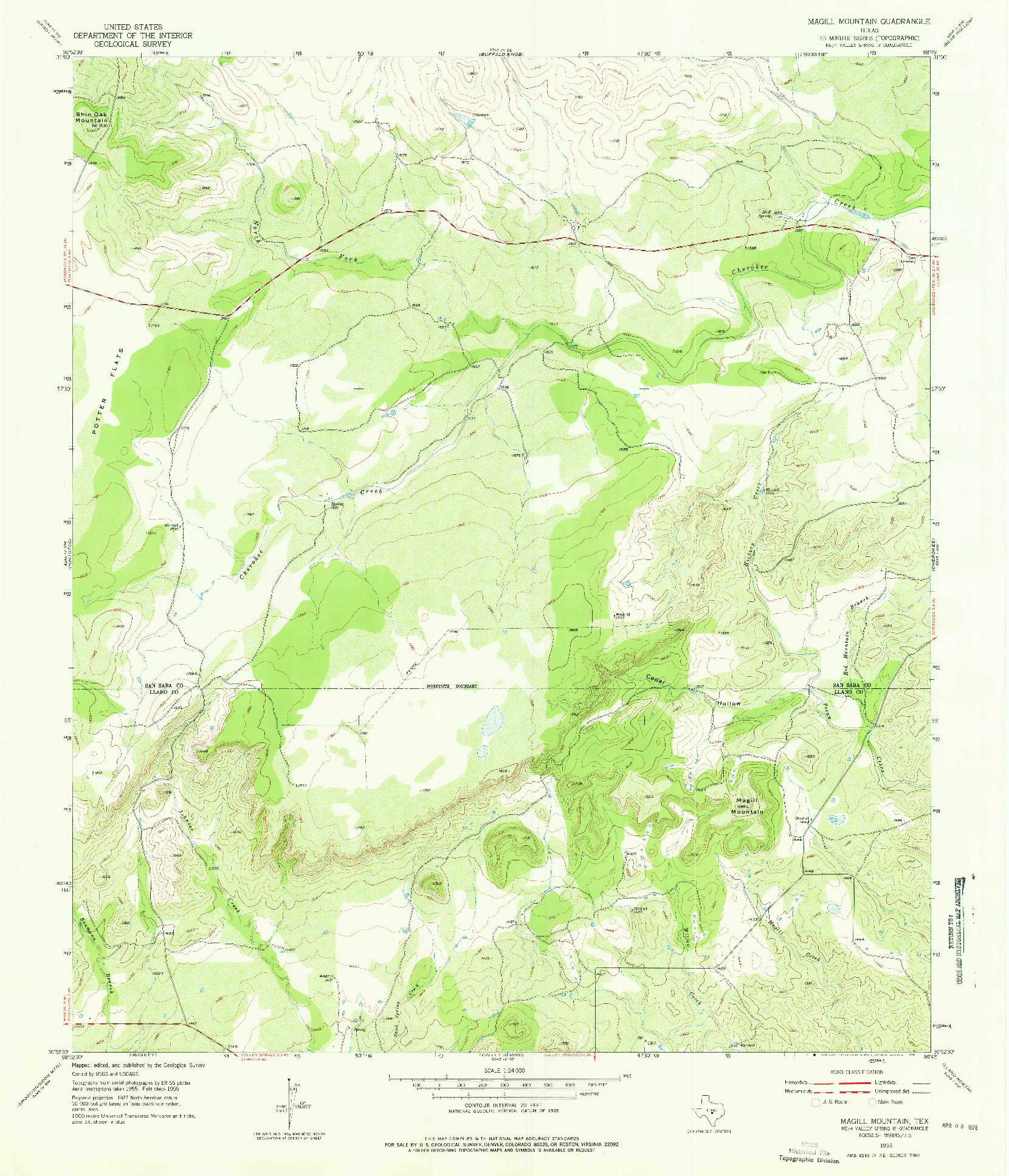 USGS 1:24000-SCALE QUADRANGLE FOR MAGILL MOUNTAIN, TX 1955