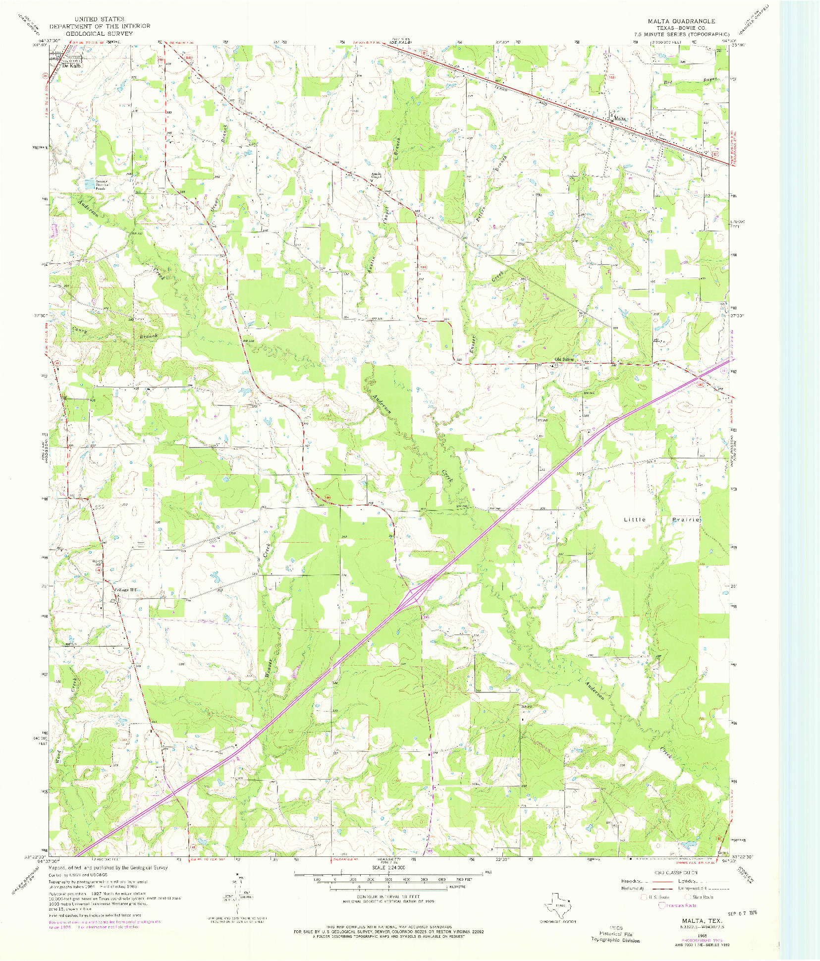 USGS 1:24000-SCALE QUADRANGLE FOR MALTA, TX 1965