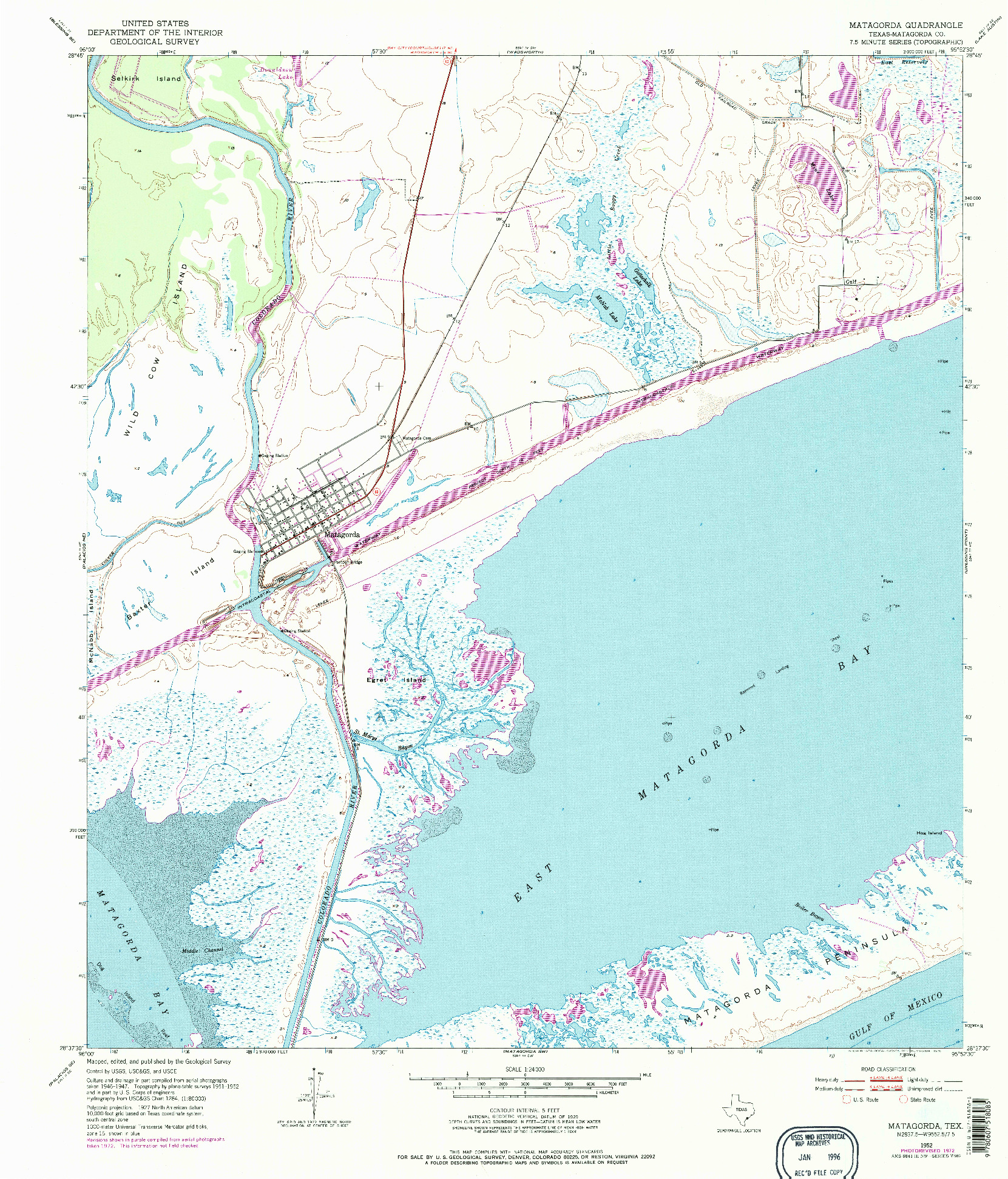 USGS 1:24000-SCALE QUADRANGLE FOR MATAGORDA, TX 1952