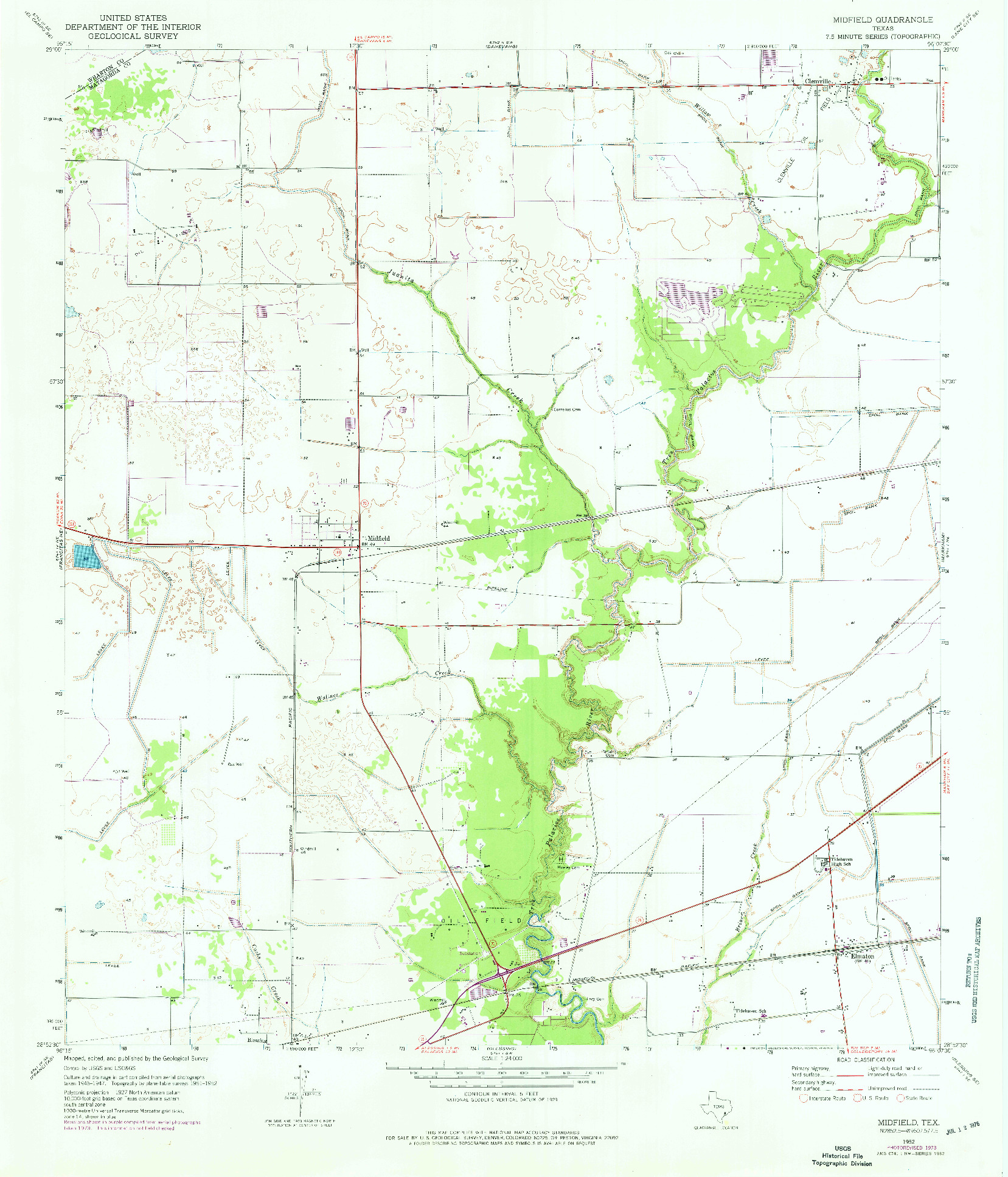USGS 1:24000-SCALE QUADRANGLE FOR MIDFIELD, TX 1952