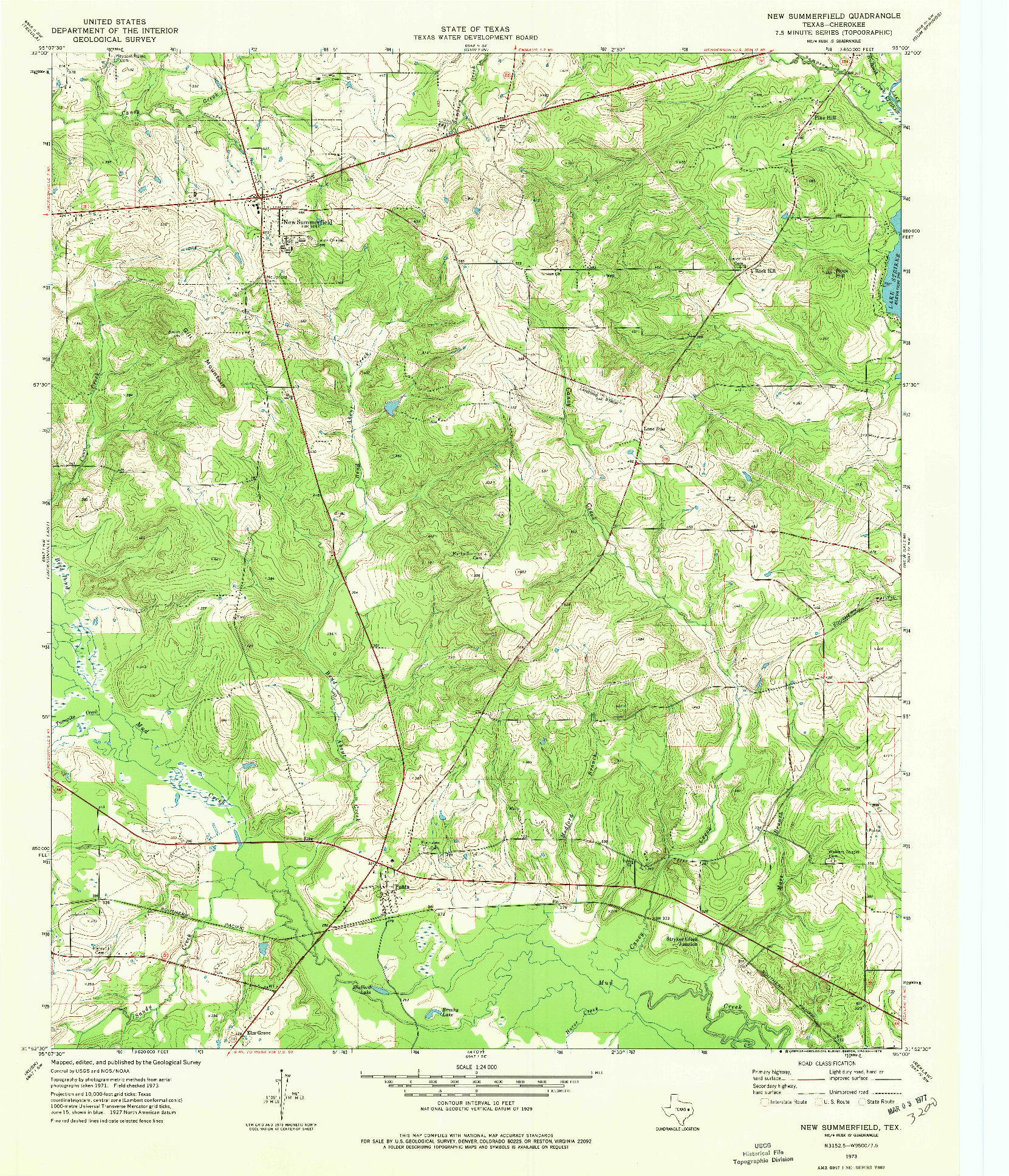 USGS 1:24000-SCALE QUADRANGLE FOR NEW SUMMERFIELD, TX 1973