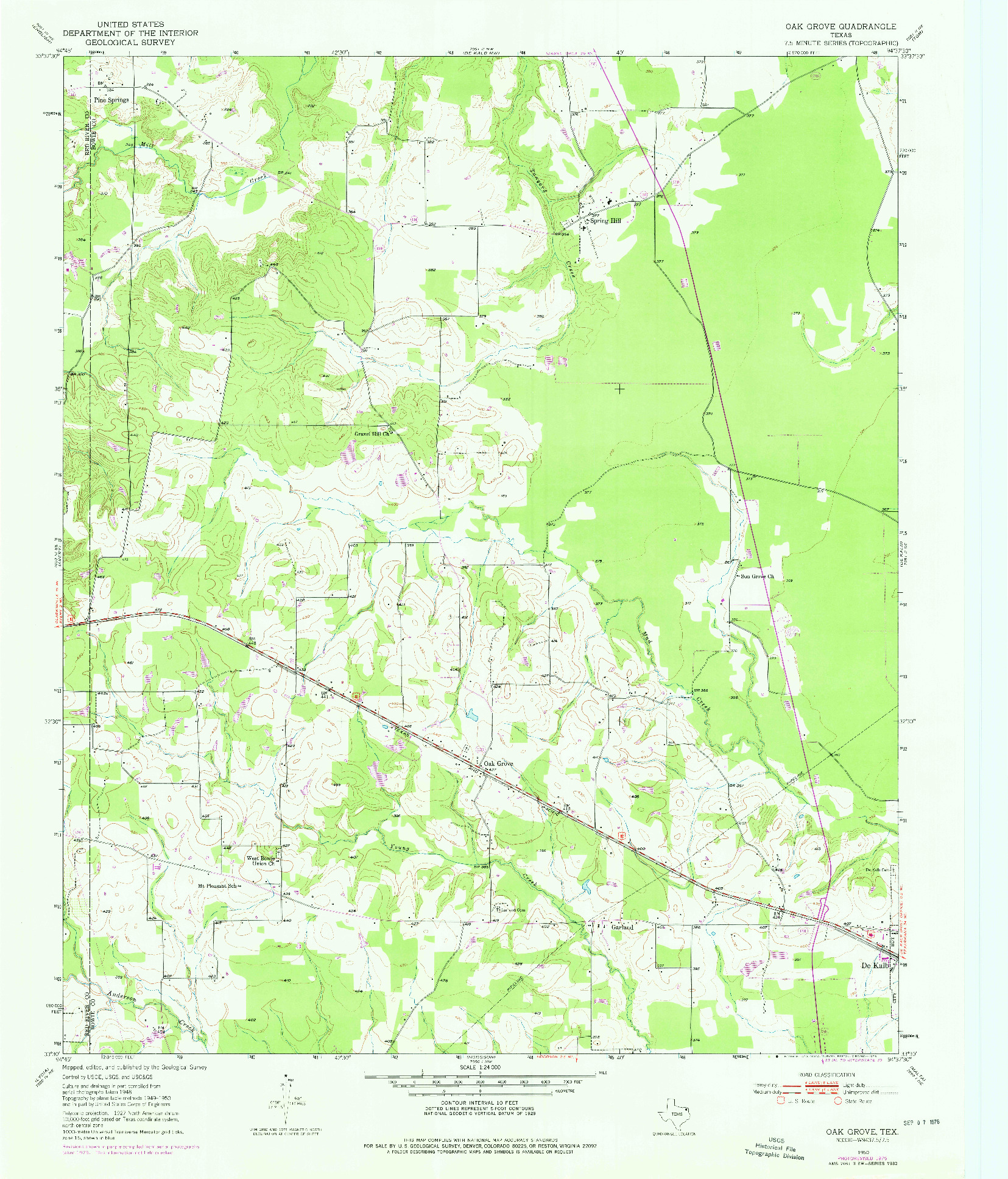 USGS 1:24000-SCALE QUADRANGLE FOR OAK GROVE, TX 1950