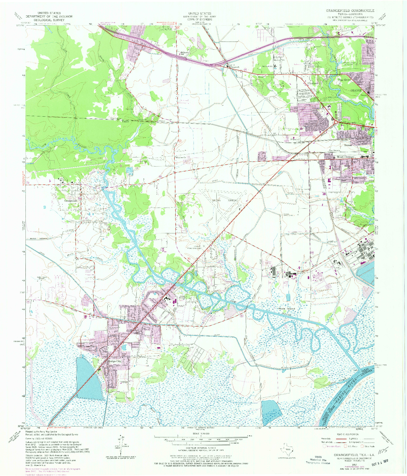 USGS 1:24000-SCALE QUADRANGLE FOR ORANGEFIELD, TX 1957
