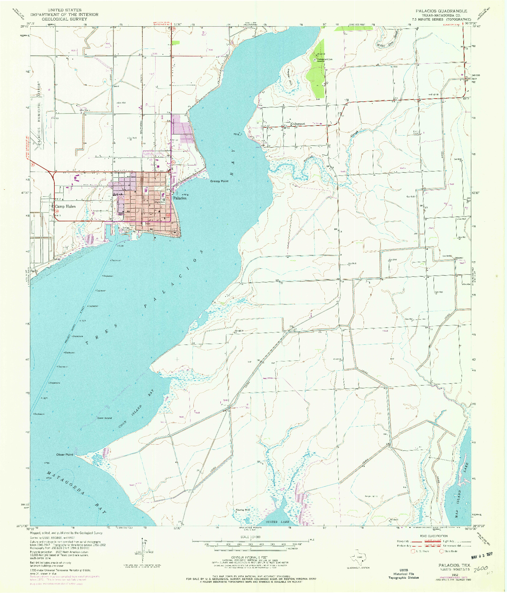 USGS 1:24000-SCALE QUADRANGLE FOR PALACIOS, TX 1952