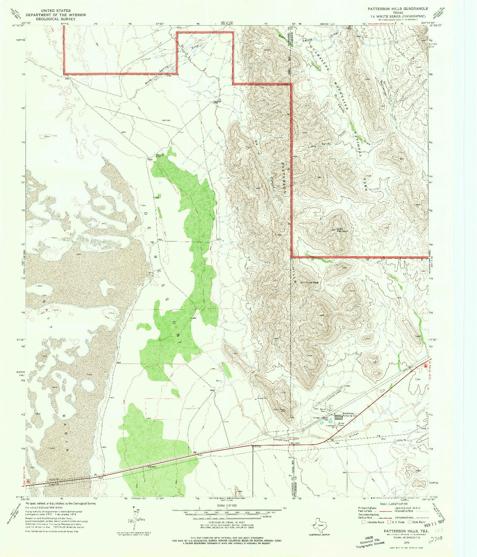 USGS 1:24000-SCALE QUADRANGLE FOR PATTERSON HILLS, TX 1973