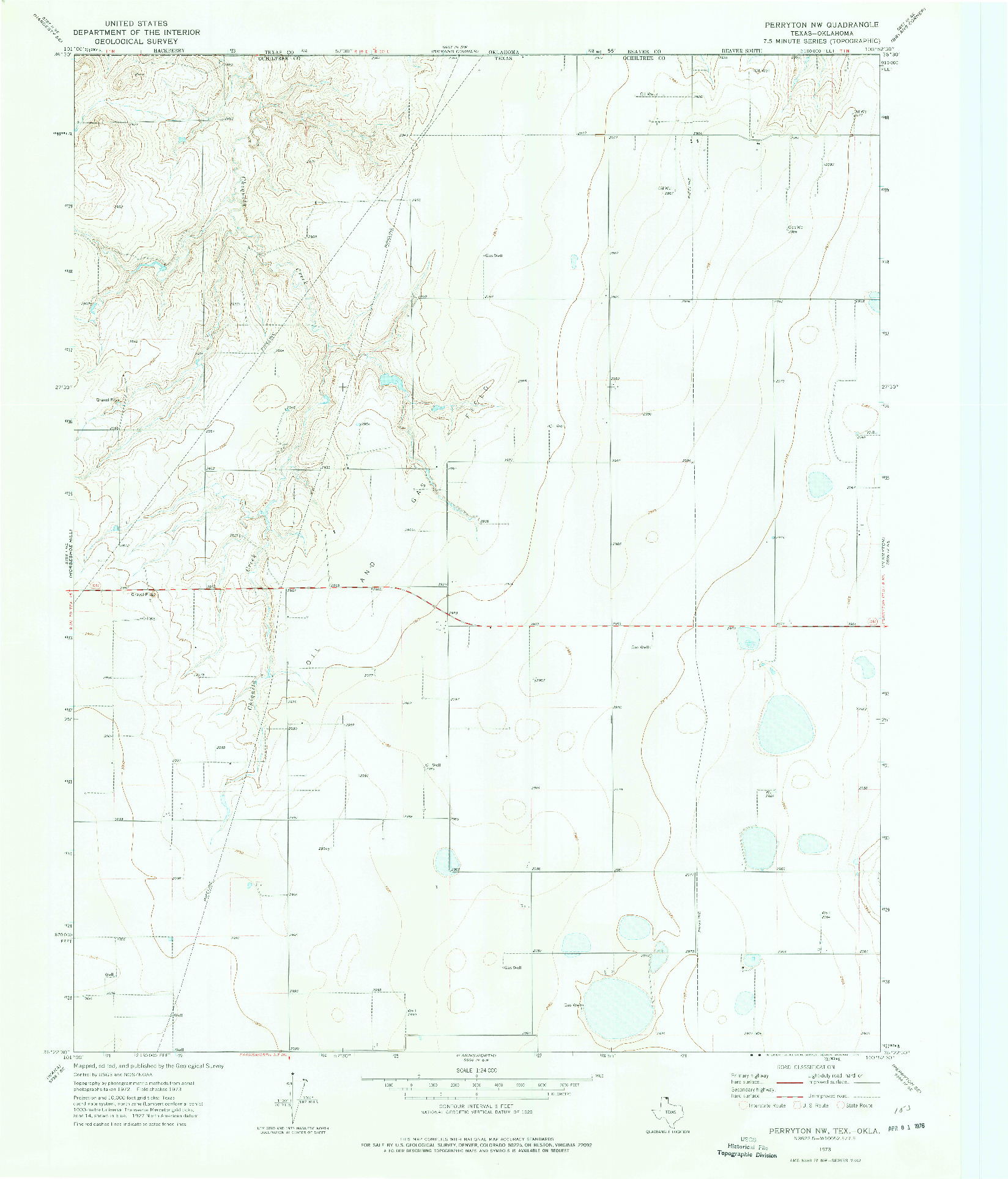 USGS 1:24000-SCALE QUADRANGLE FOR PERRYTON NW, TX 1973