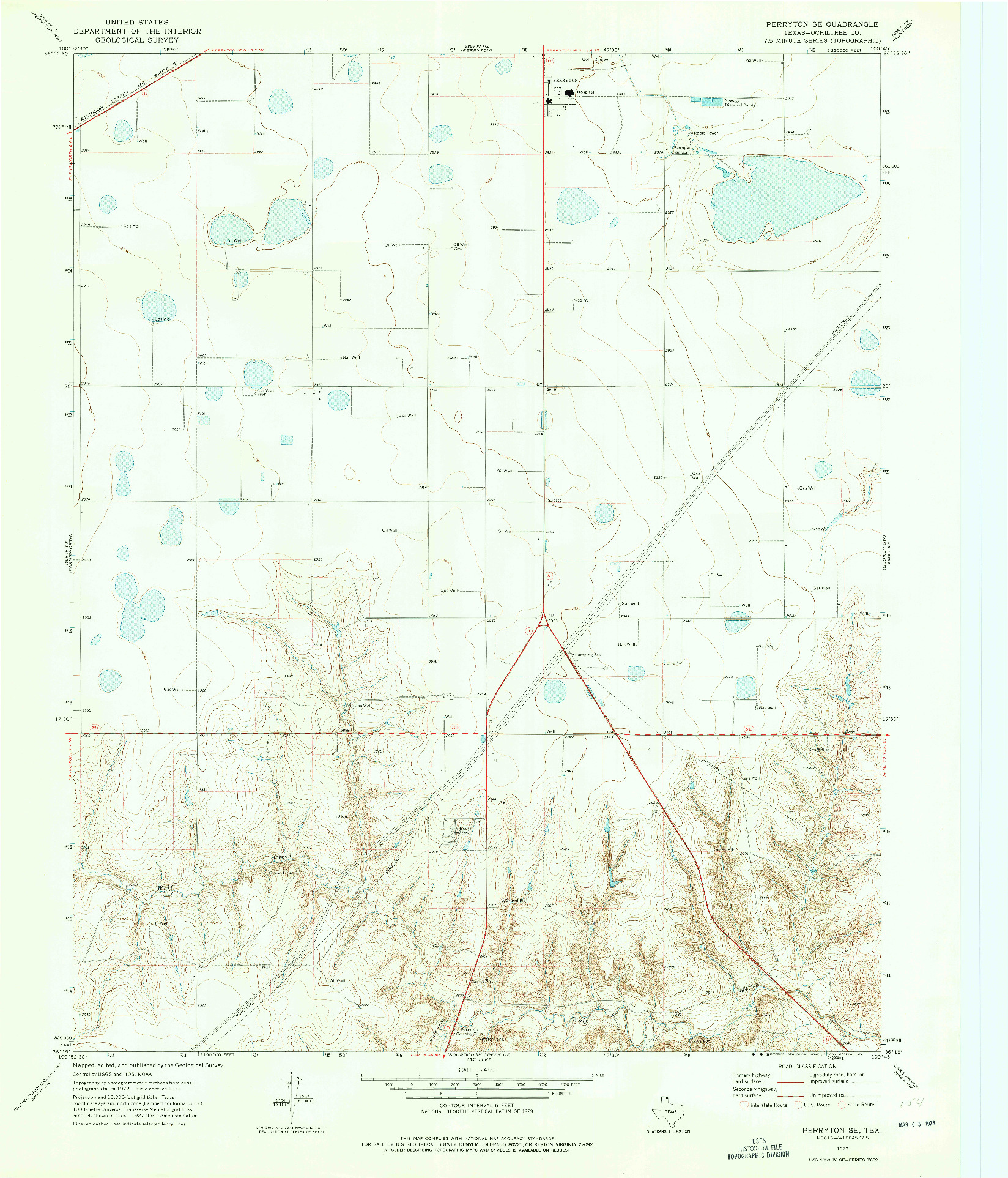 USGS 1:24000-SCALE QUADRANGLE FOR PERRYTON SE, TX 1973