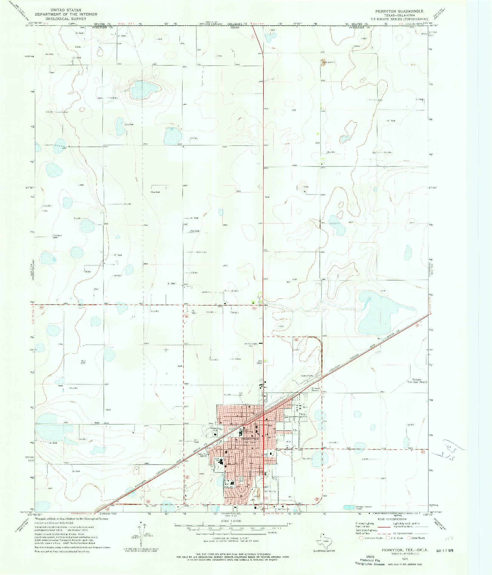 USGS 1:24000-SCALE QUADRANGLE FOR PERRYTON, TX 1973
