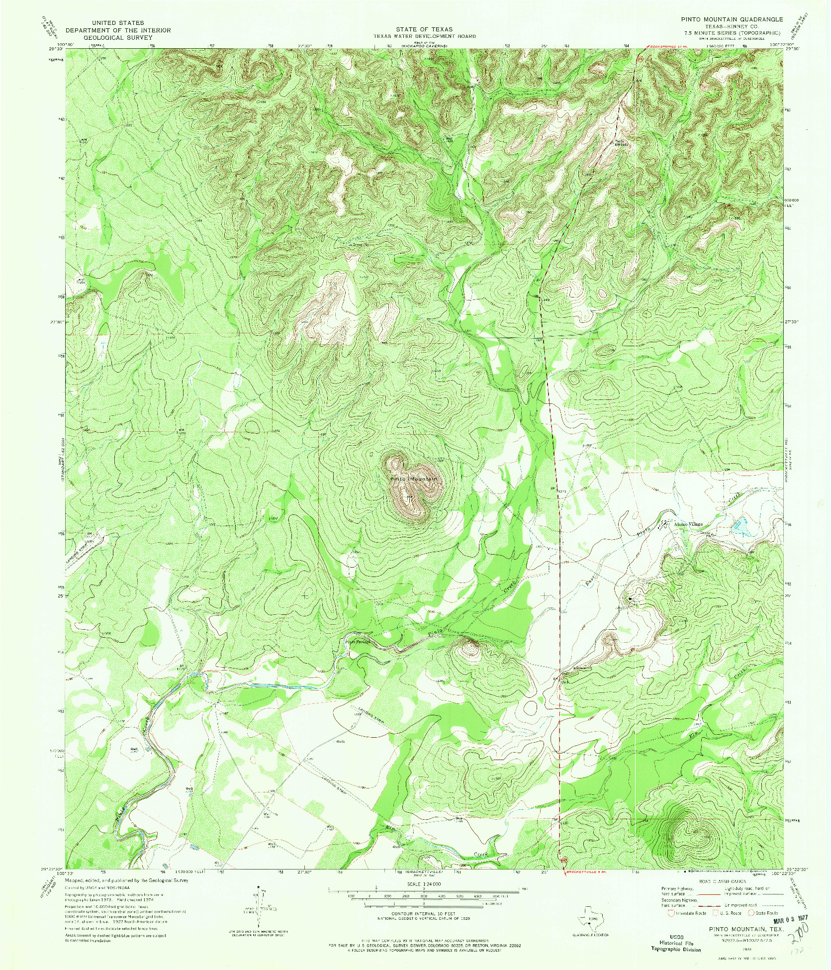 USGS 1:24000-SCALE QUADRANGLE FOR PINTO MOUNTAIN, TX 1974