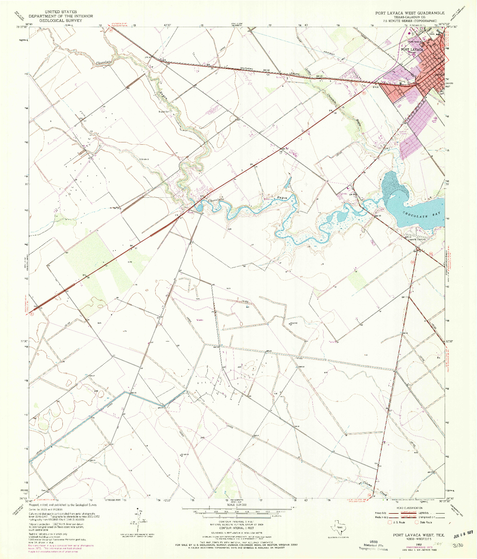 USGS 1:24000-SCALE QUADRANGLE FOR PORT LAVACA WEST, TX 1952