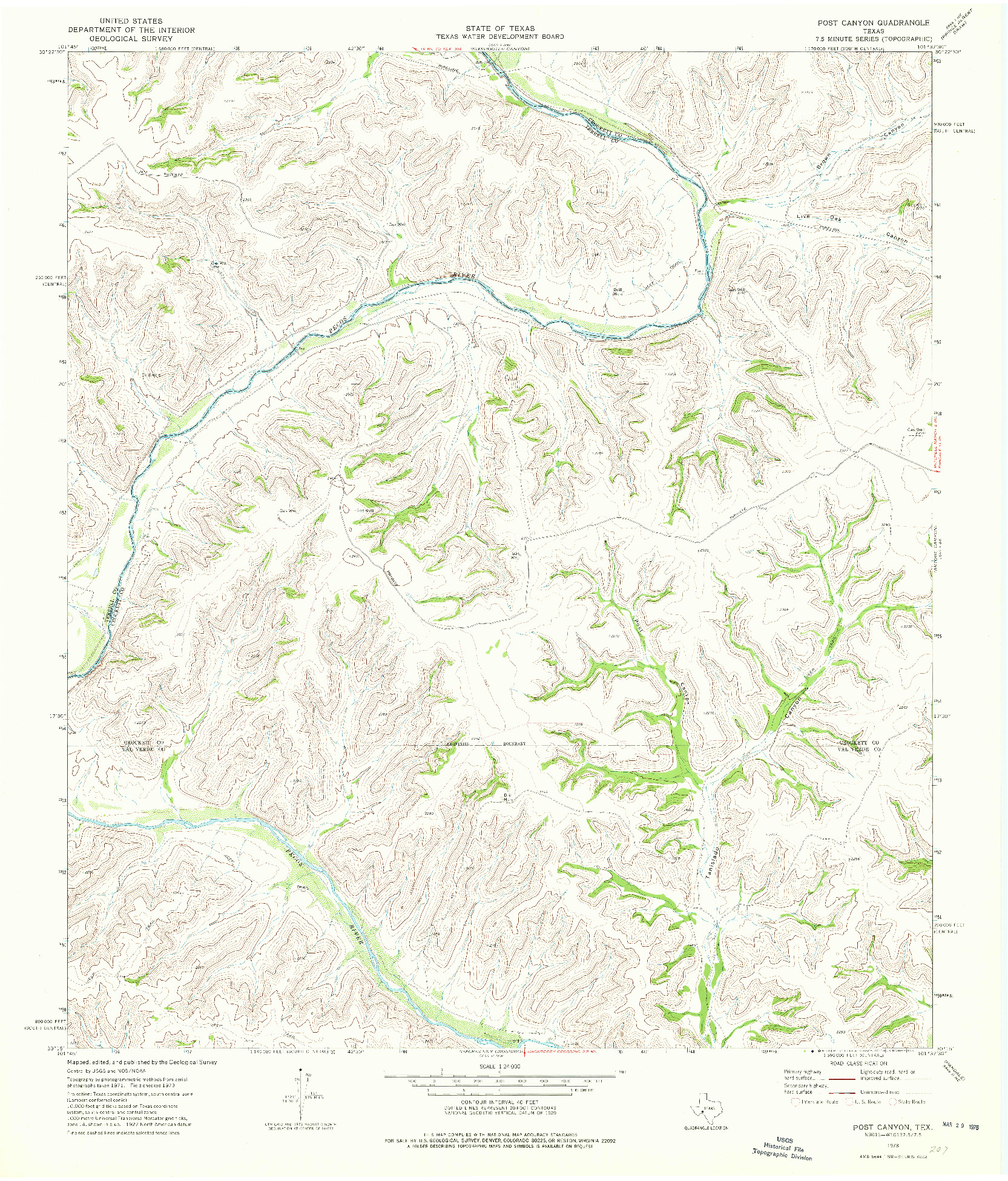 USGS 1:24000-SCALE QUADRANGLE FOR POST CANYON, TX 1973