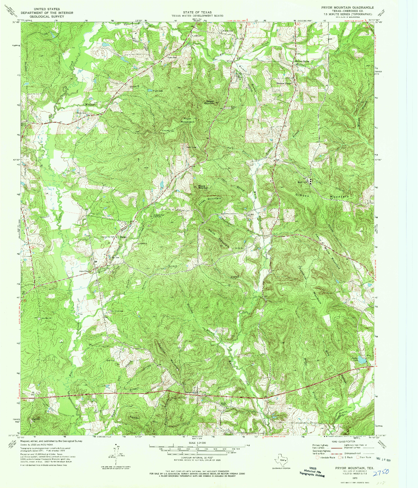 USGS 1:24000-SCALE QUADRANGLE FOR PRYOR MOUNTAIN, TX 1973