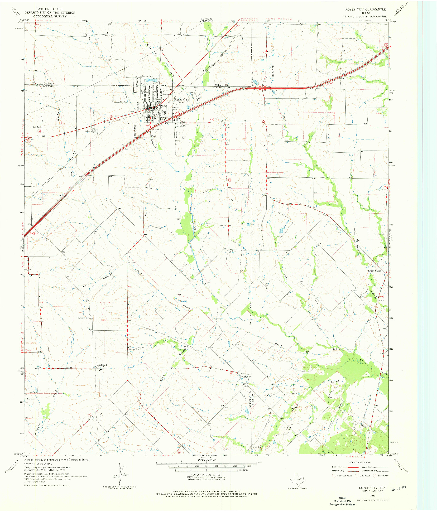 USGS 1:24000-SCALE QUADRANGLE FOR ROYSE CITY, TX 1963