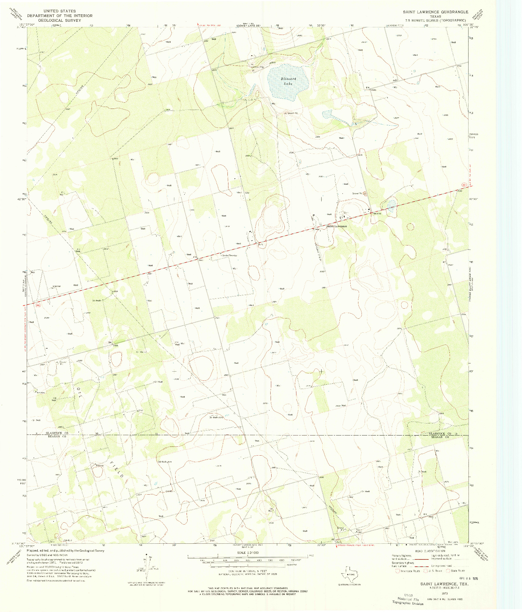 USGS 1:24000-SCALE QUADRANGLE FOR SAINT LAWRENCE, TX 1973