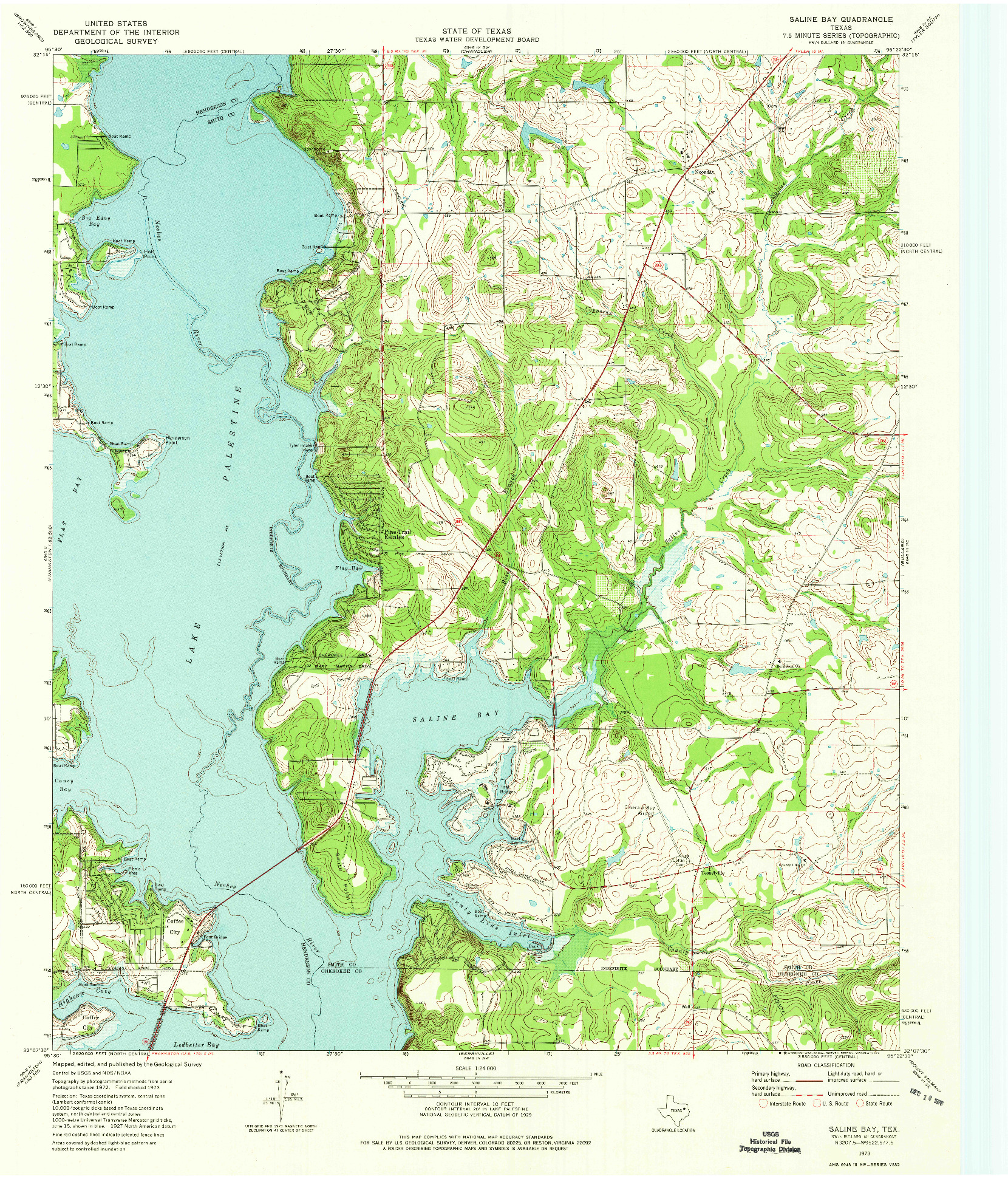 USGS 1:24000-SCALE QUADRANGLE FOR SALINE BAY, TX 1973