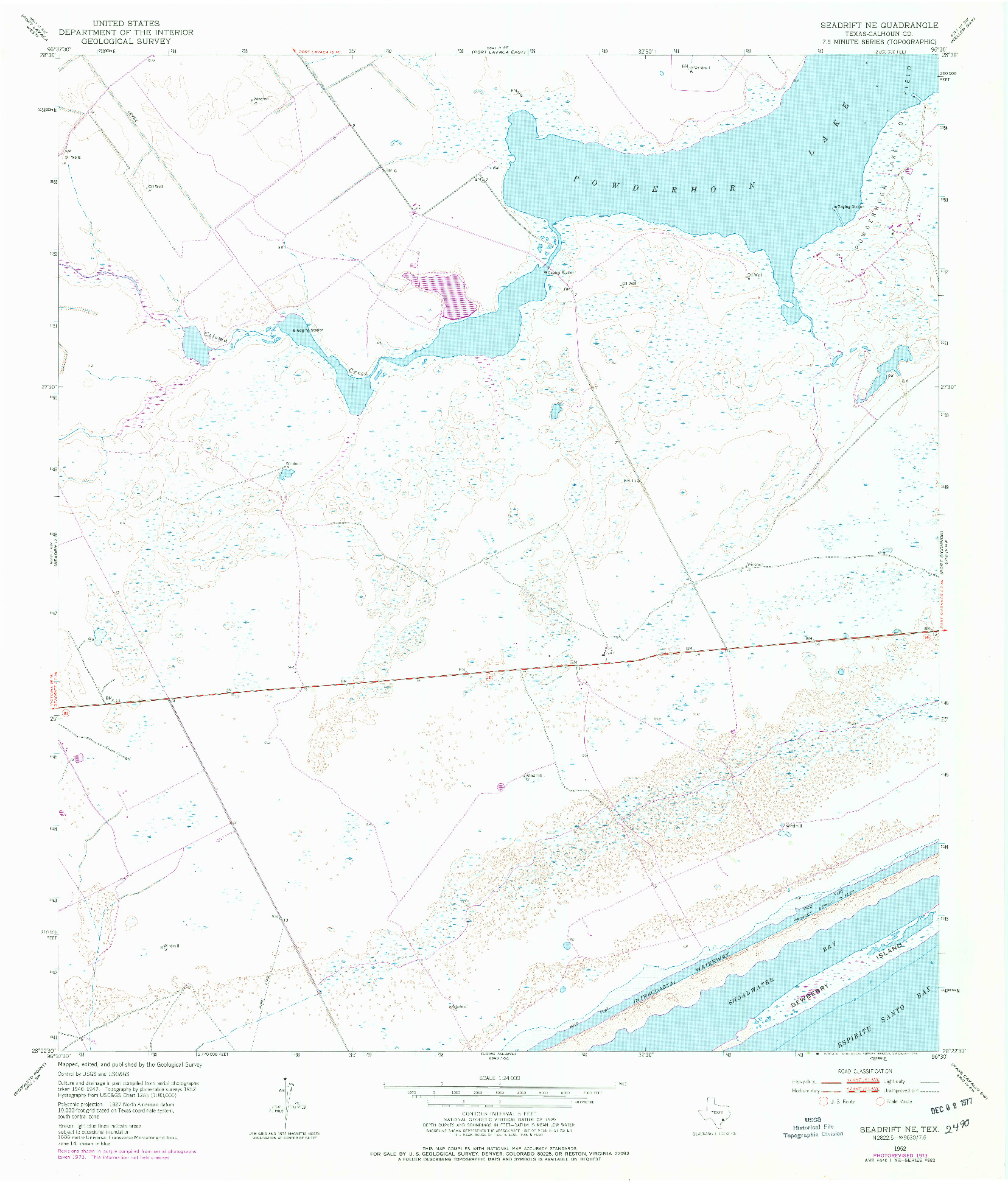 USGS 1:24000-SCALE QUADRANGLE FOR SEADRIFT NE, TX 1952