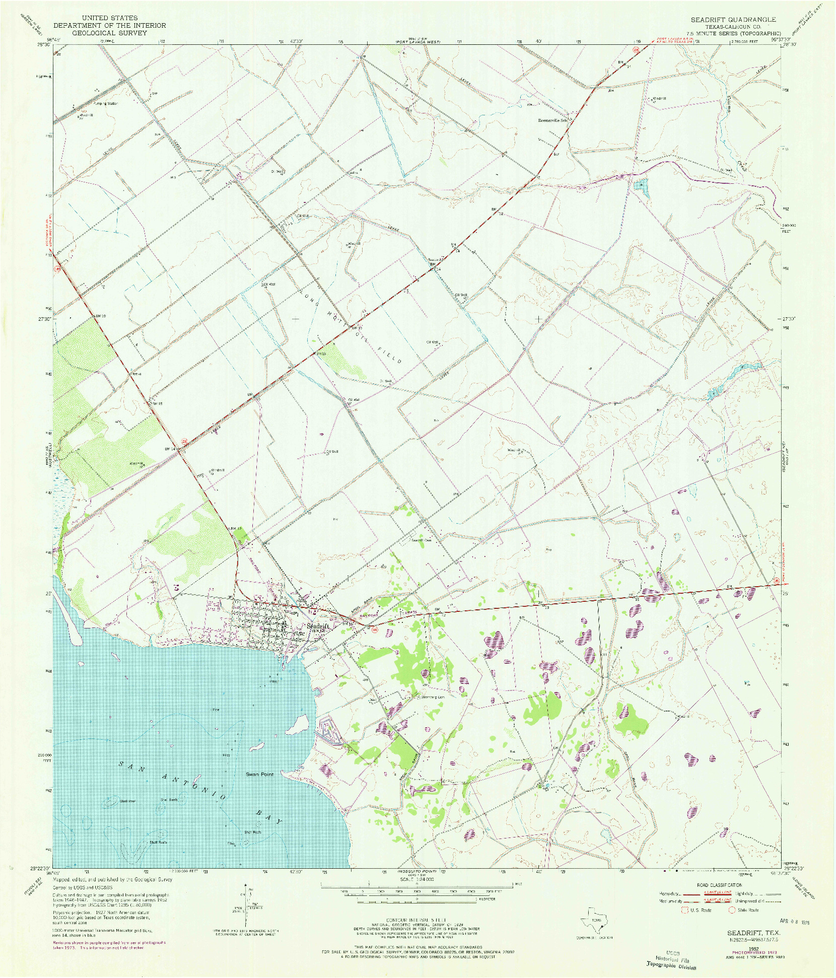 USGS 1:24000-SCALE QUADRANGLE FOR SEADRIFT, TX 1952