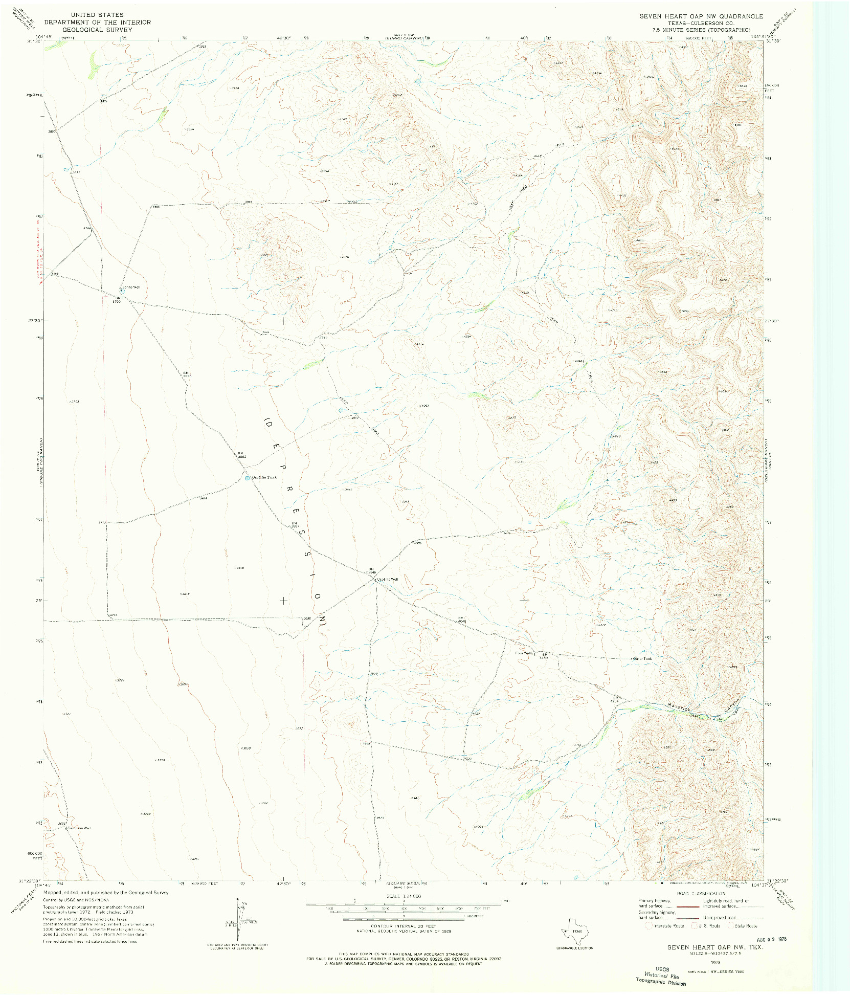 USGS 1:24000-SCALE QUADRANGLE FOR SEVEN HEART GAP NW, TX 1973