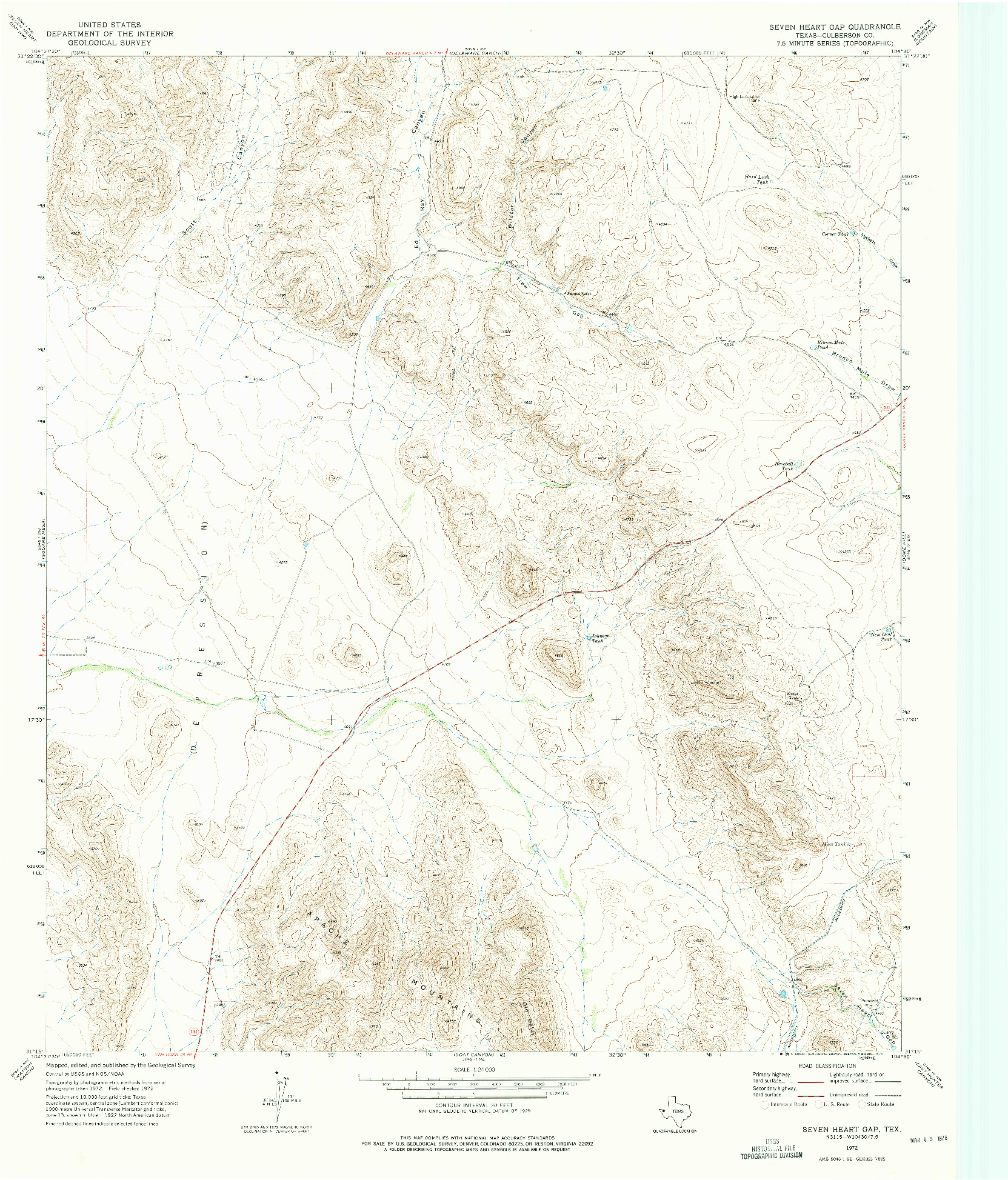 USGS 1:24000-SCALE QUADRANGLE FOR SEVEN HEART GAP, TX 1972