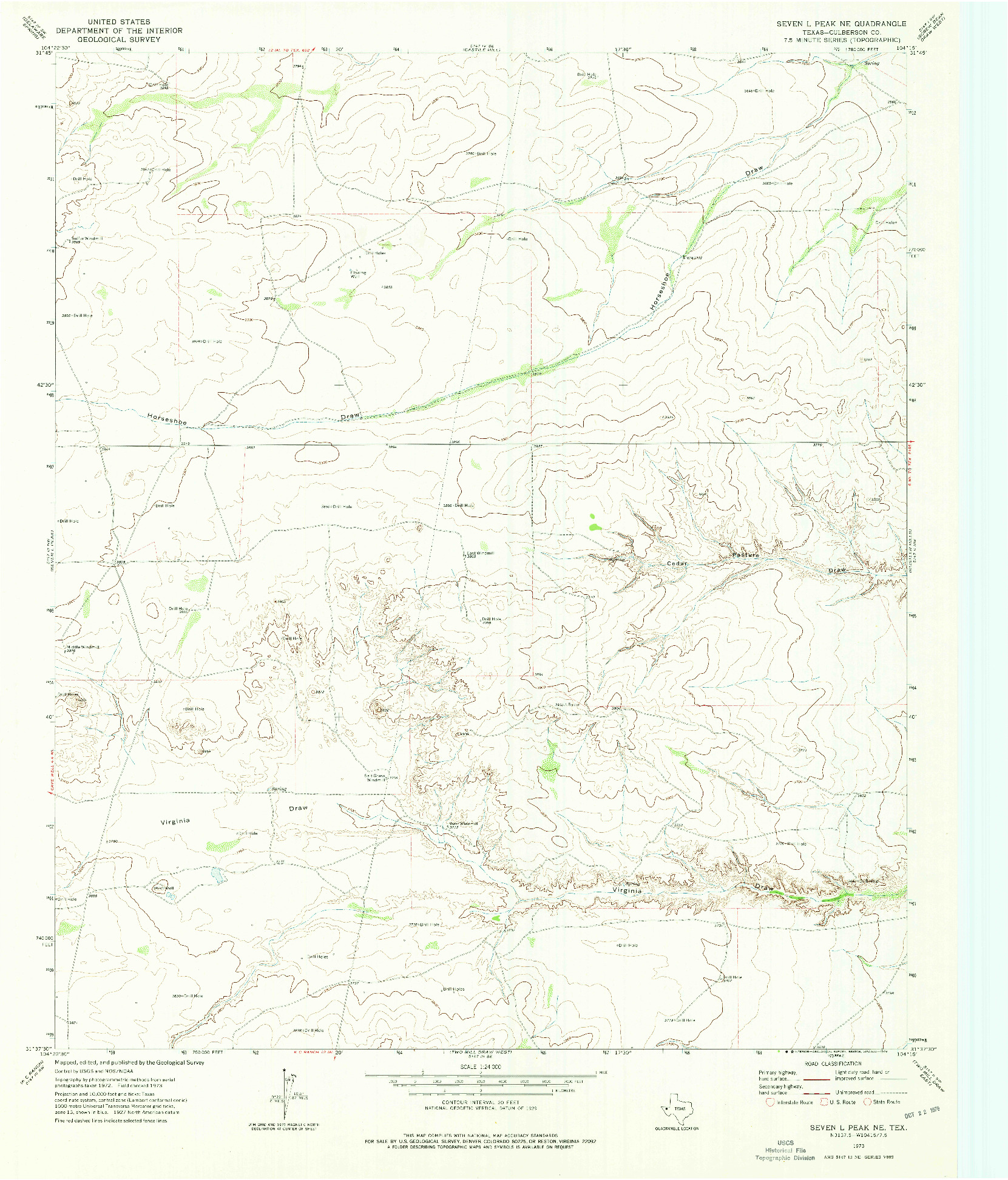 USGS 1:24000-SCALE QUADRANGLE FOR SEVEN L PEAK NE, TX 1973