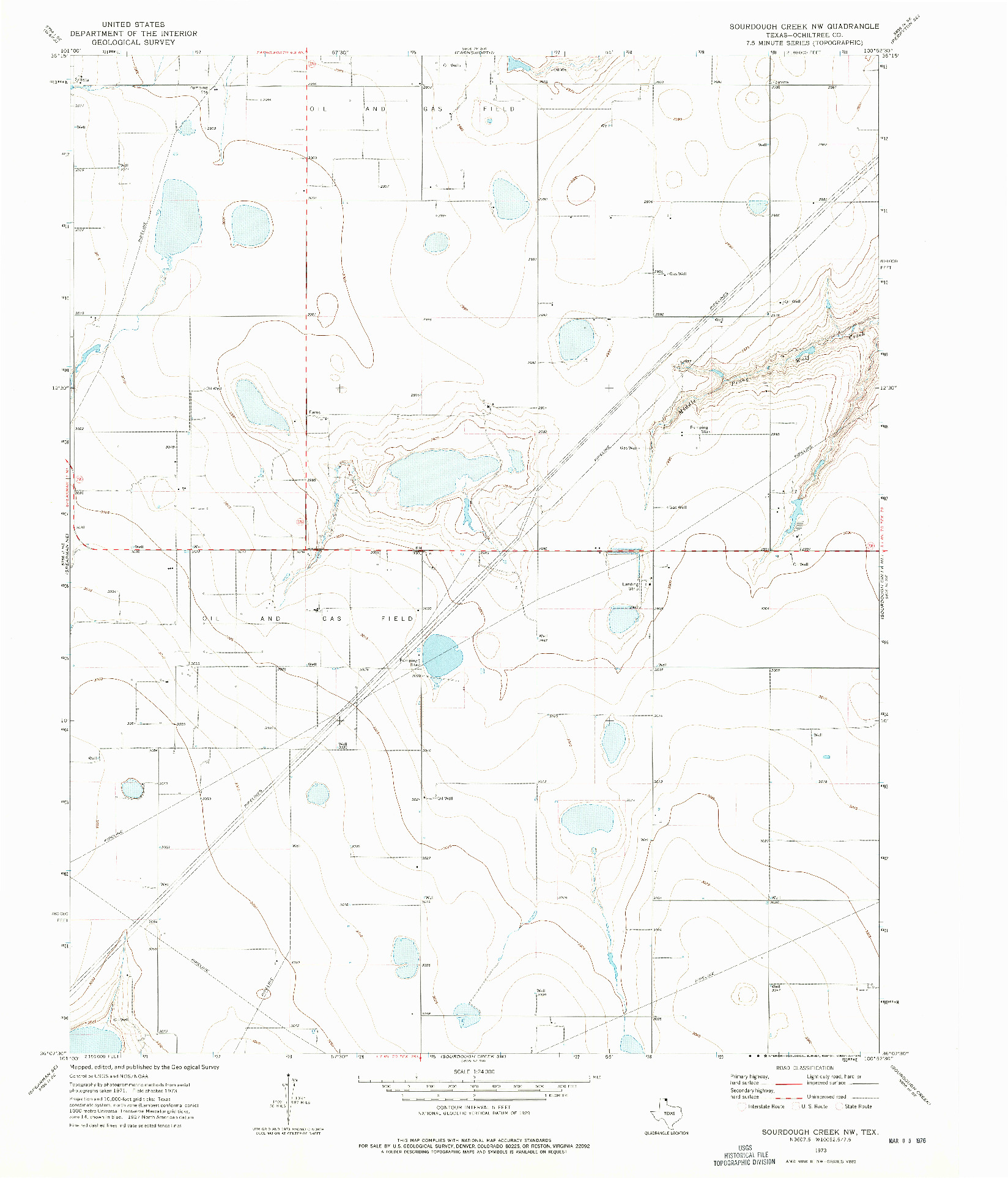USGS 1:24000-SCALE QUADRANGLE FOR SOURDOUGH CREEK NW, TX 1973