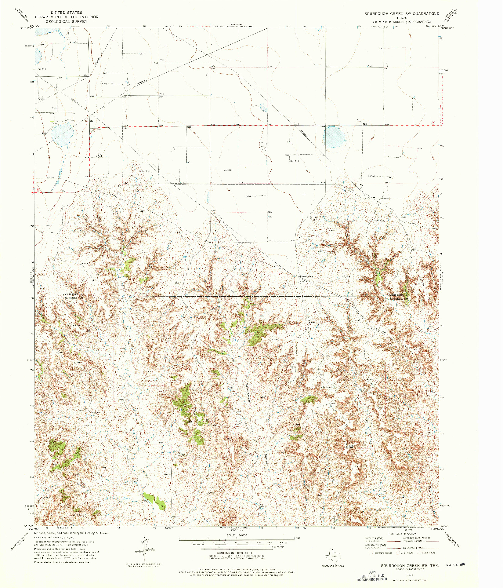 USGS 1:24000-SCALE QUADRANGLE FOR SOURDOUGH CREEK SW, TX 1973