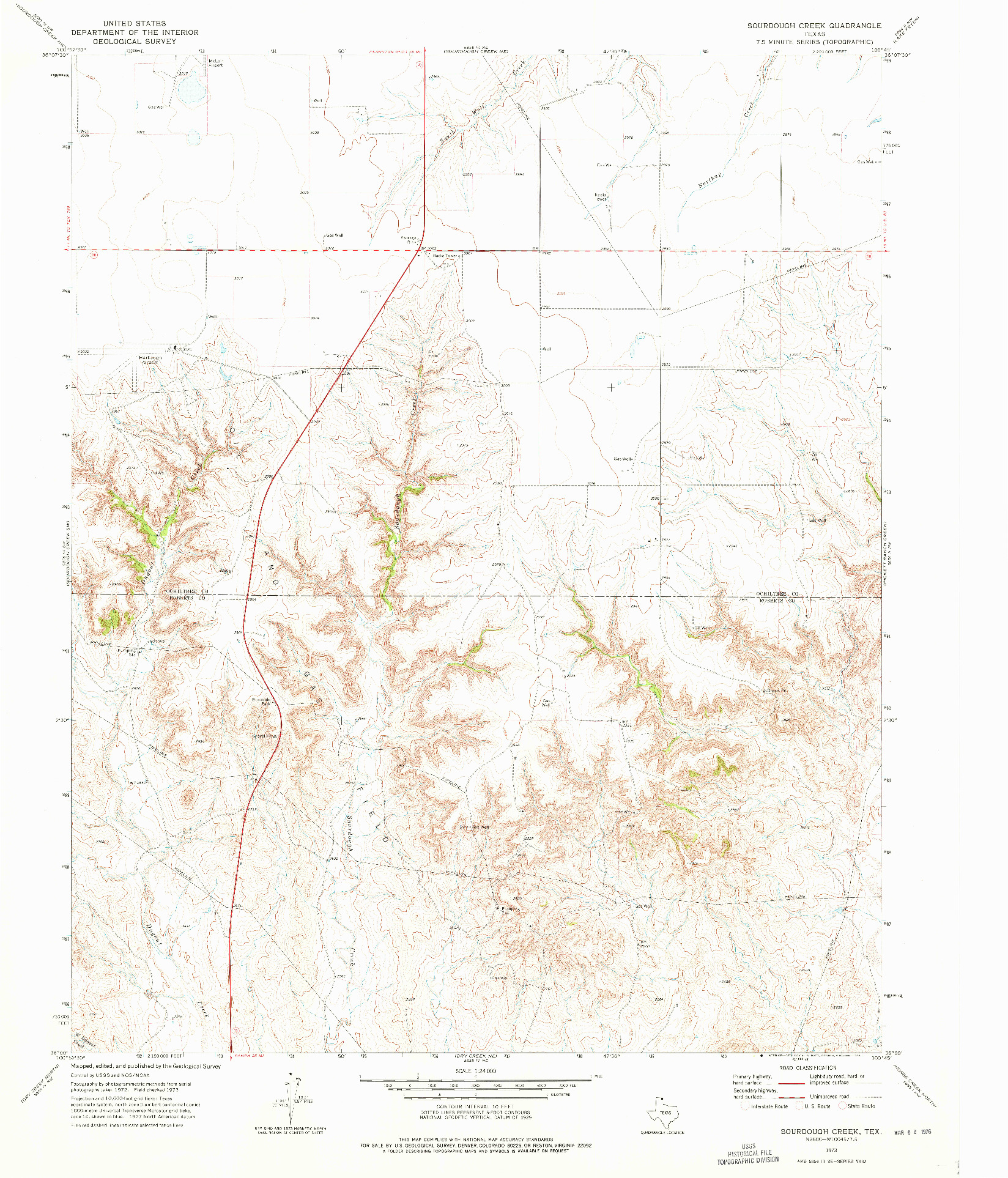USGS 1:24000-SCALE QUADRANGLE FOR SOURDOUGH CREEK, TX 1973