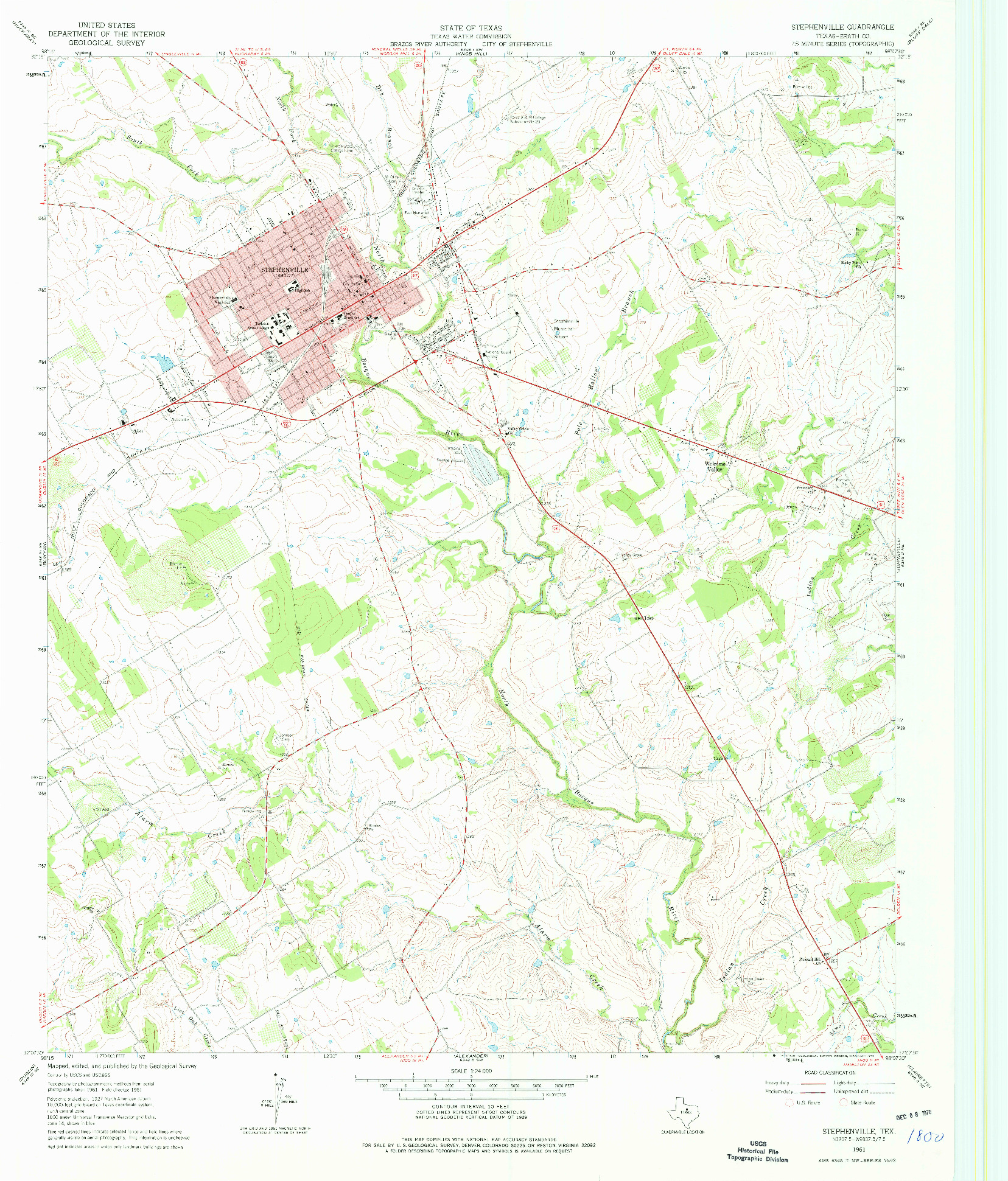 USGS 1:24000-SCALE QUADRANGLE FOR STEPHENVILLE, TX 1961