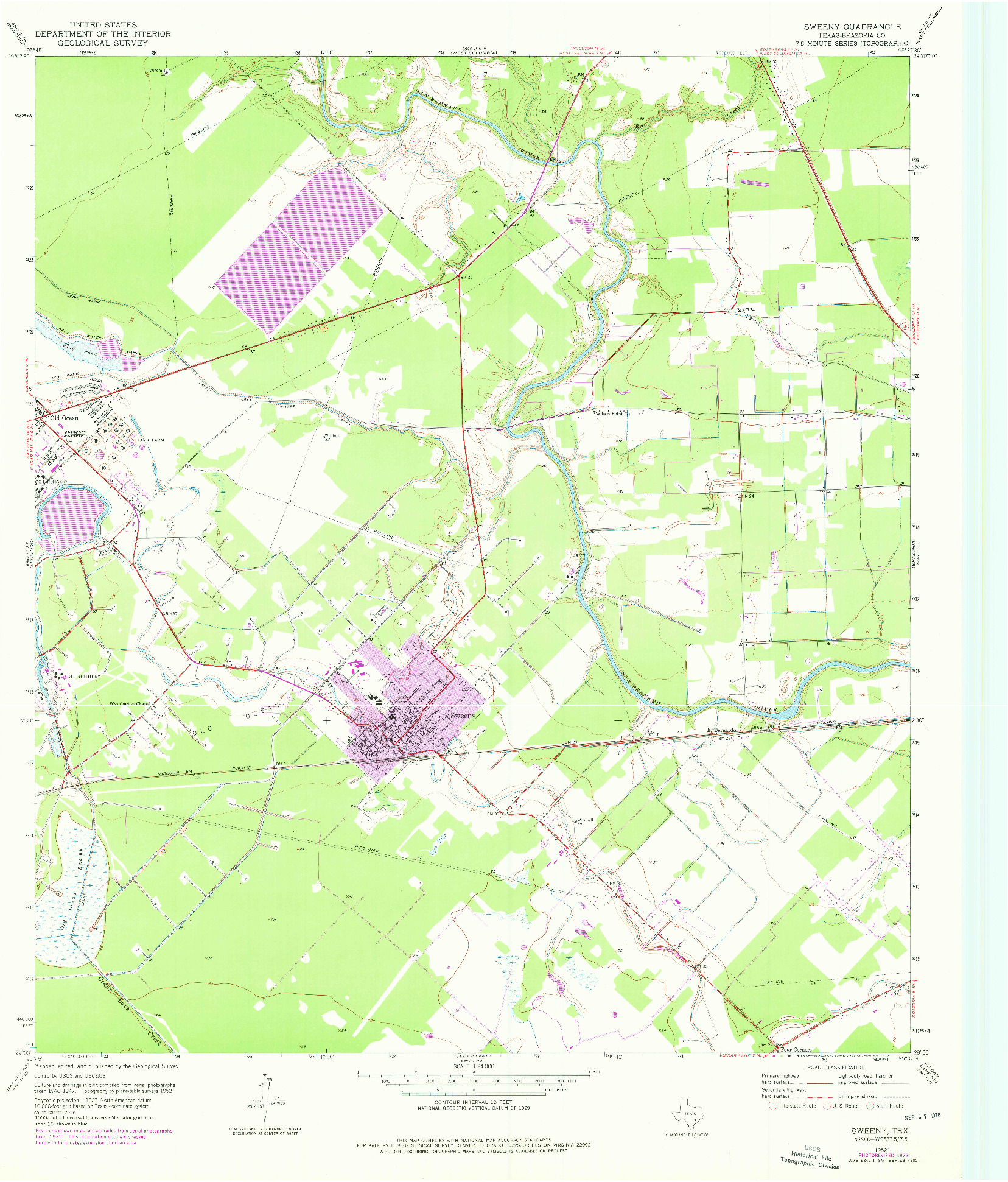 USGS 1:24000-SCALE QUADRANGLE FOR SWEENY, TX 1952