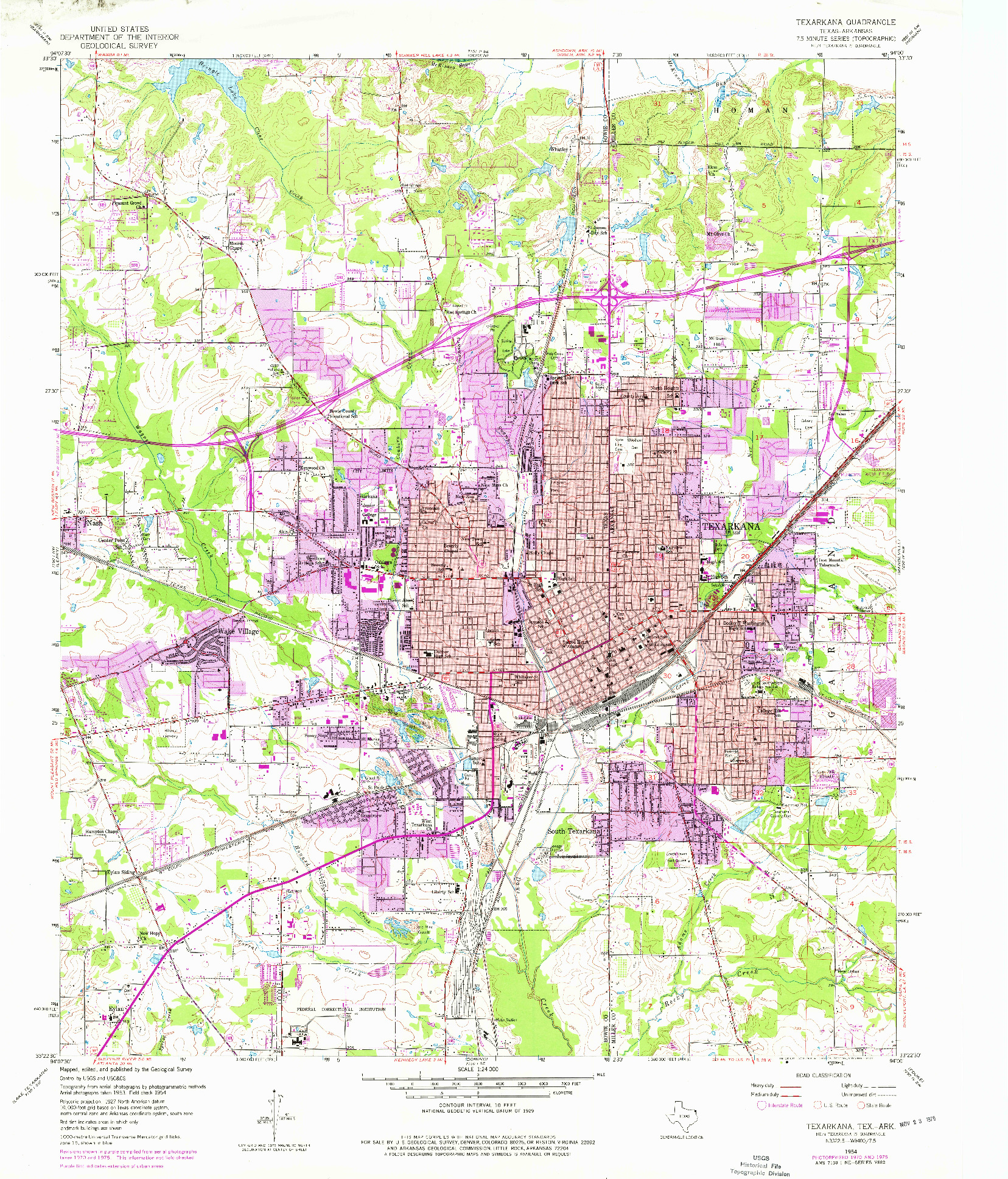 USGS 1:24000-SCALE QUADRANGLE FOR TEXARKANA, TX 1954