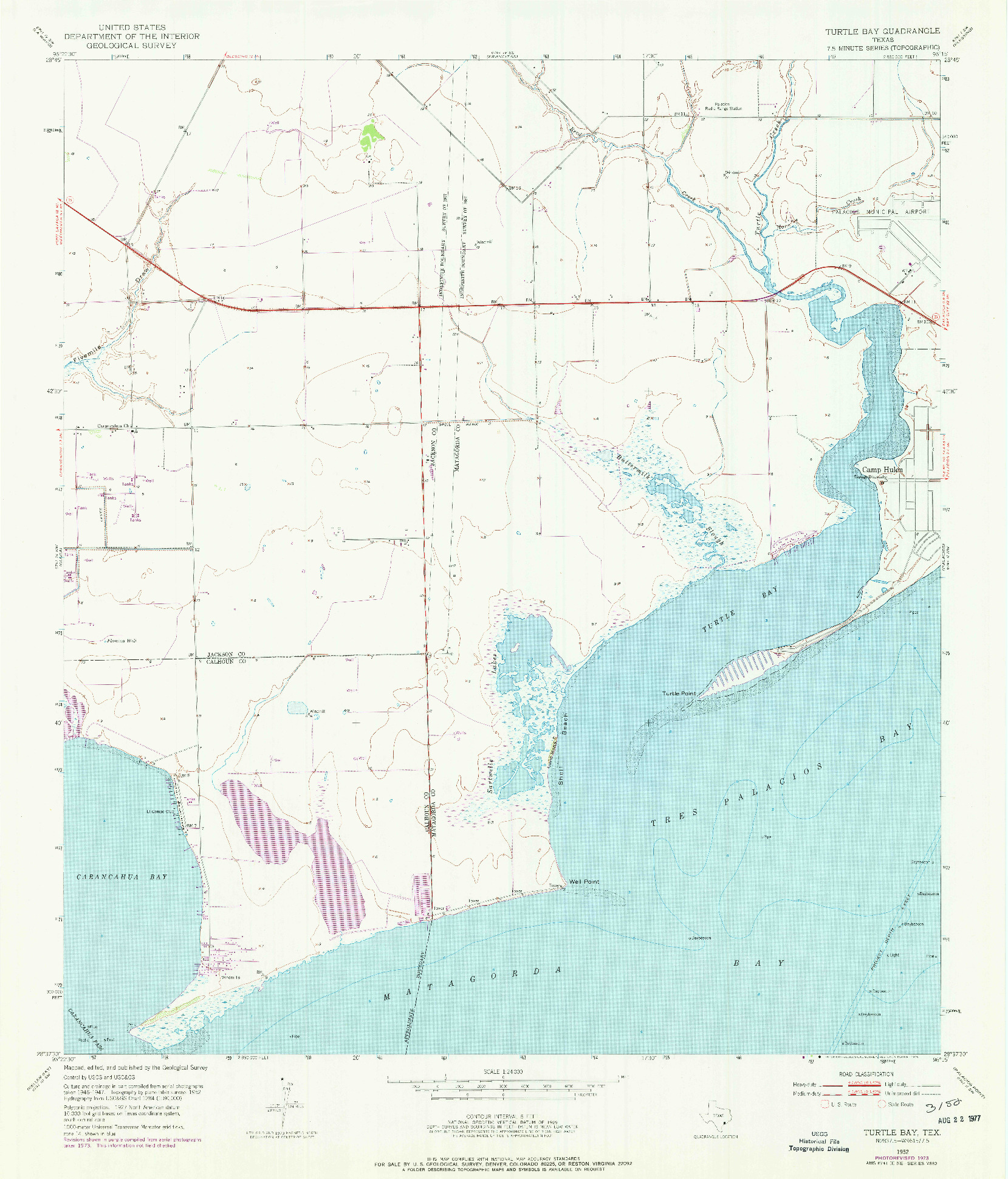 USGS 1:24000-SCALE QUADRANGLE FOR TURTLE BAY, TX 1952