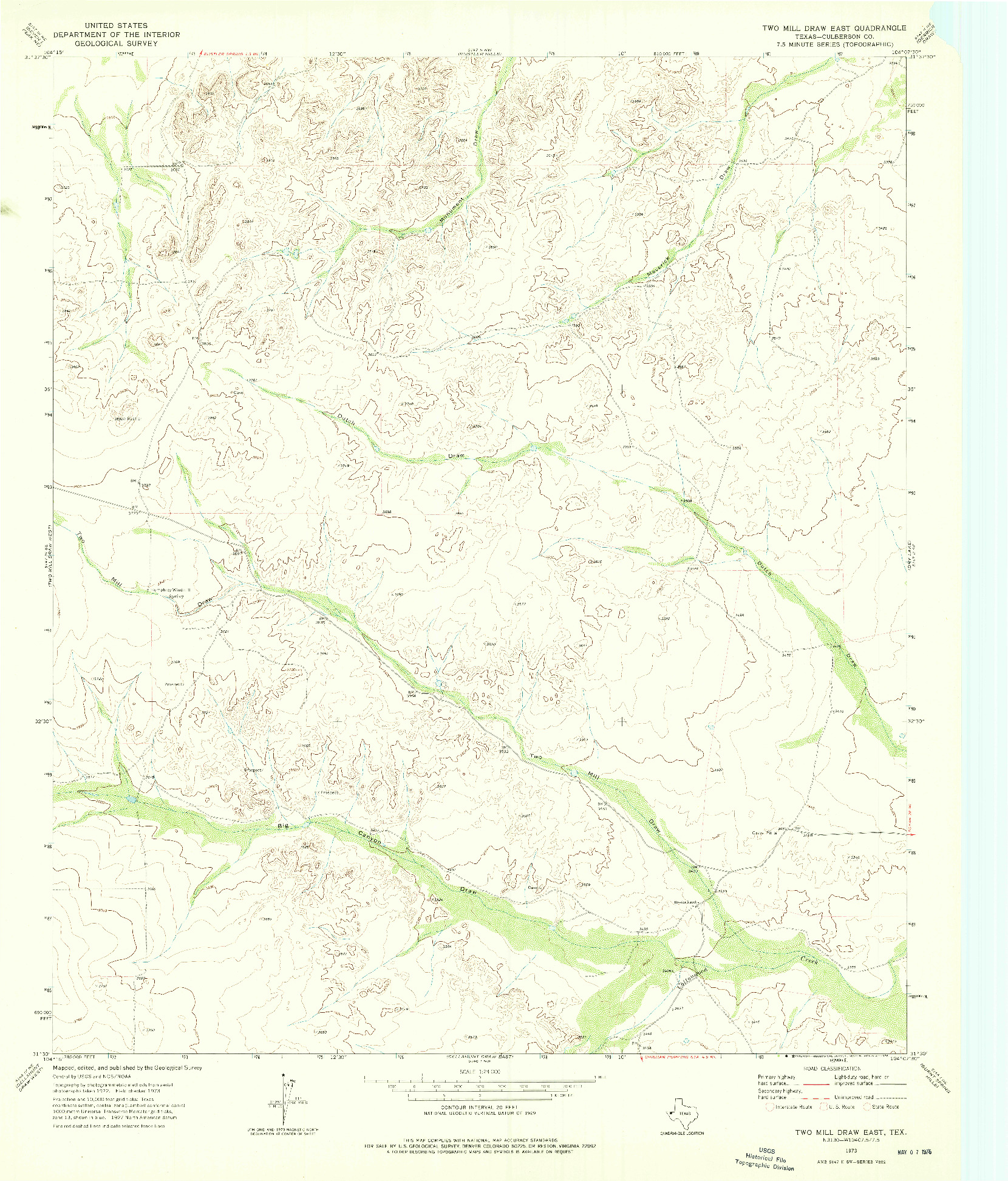 USGS 1:24000-SCALE QUADRANGLE FOR TWO MILL DRAW EAST, TX 1973