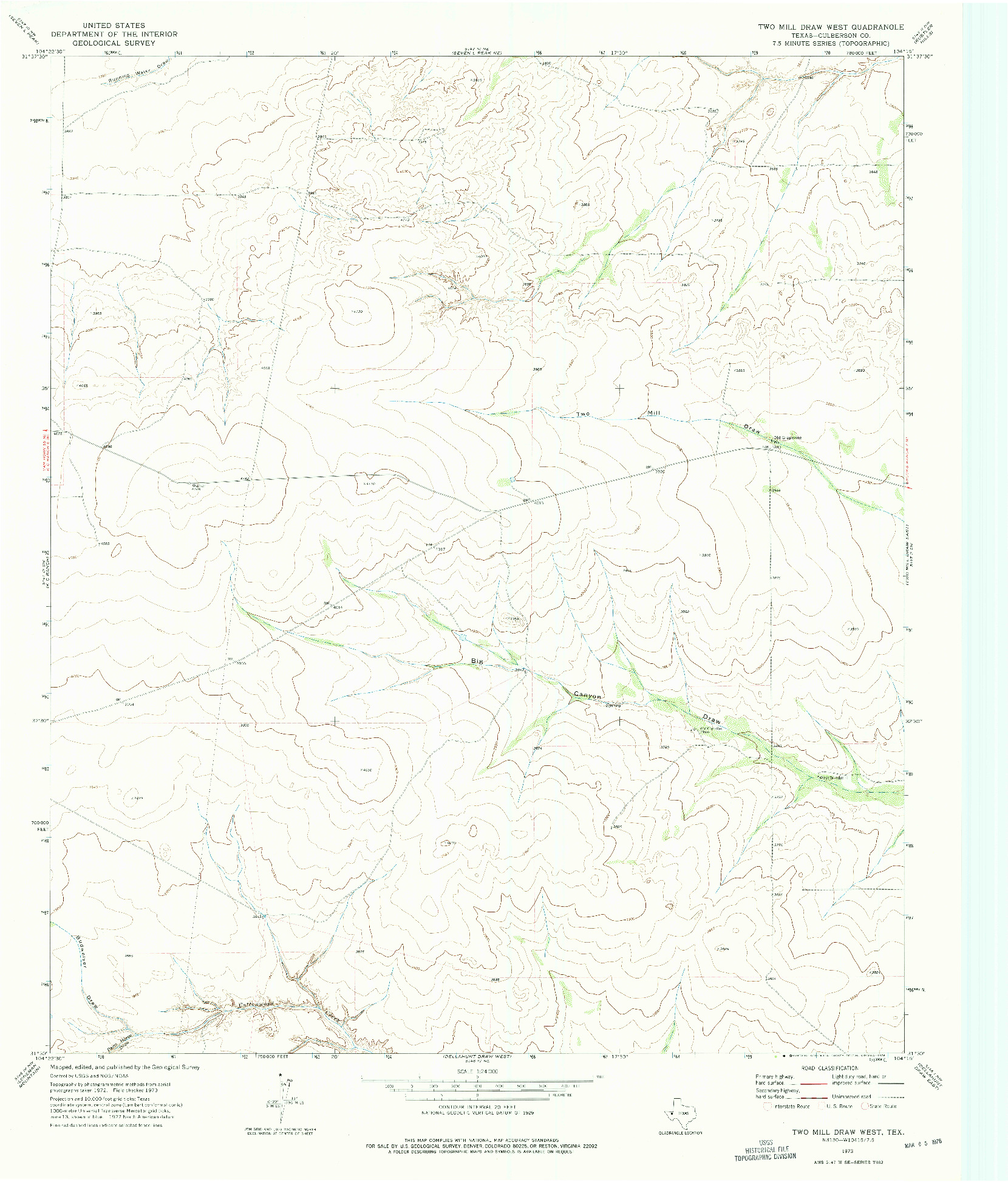 USGS 1:24000-SCALE QUADRANGLE FOR TWO MILL DRAW WEST, TX 1973