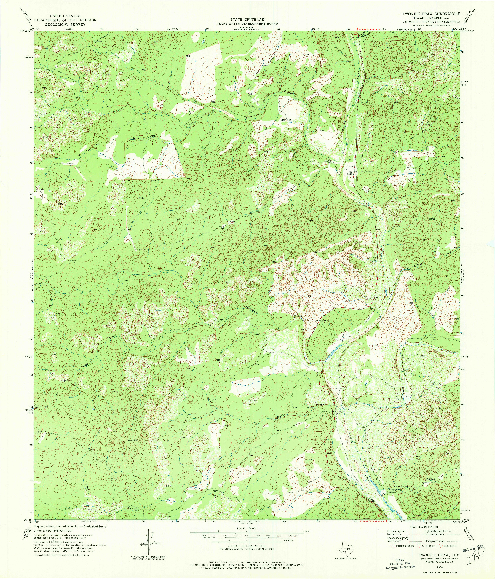 USGS 1:24000-SCALE QUADRANGLE FOR TWOMILE DRAW, TX 1974