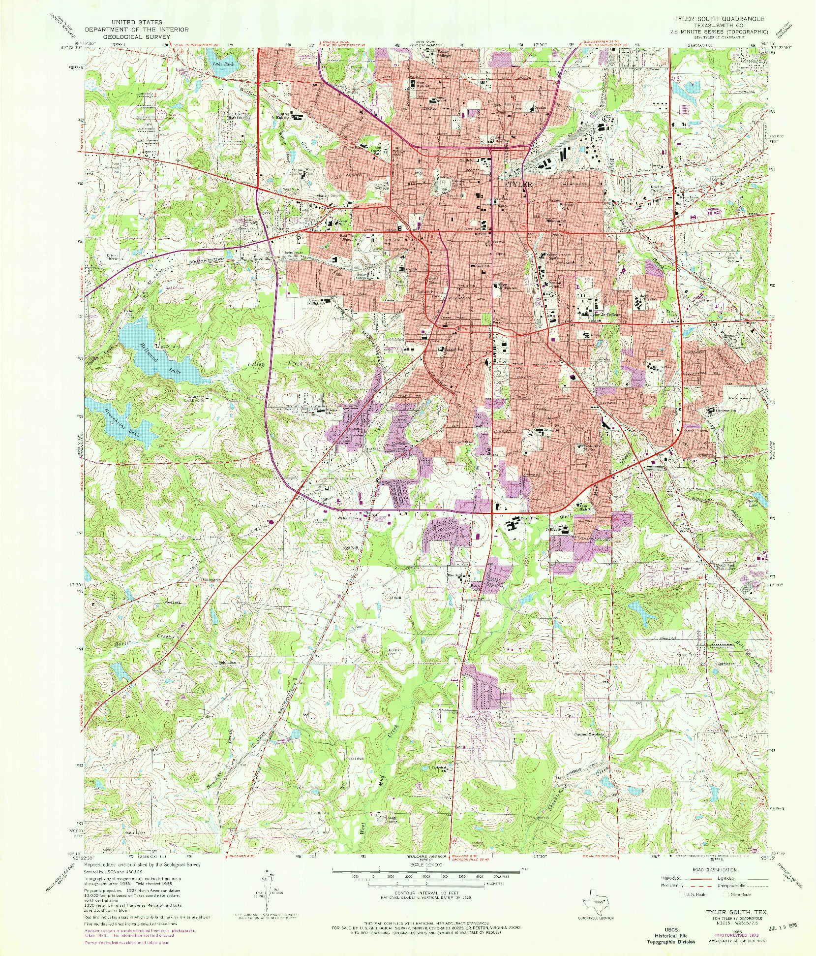 USGS 1:24000-SCALE QUADRANGLE FOR TYLER SOUTH, TX 1966