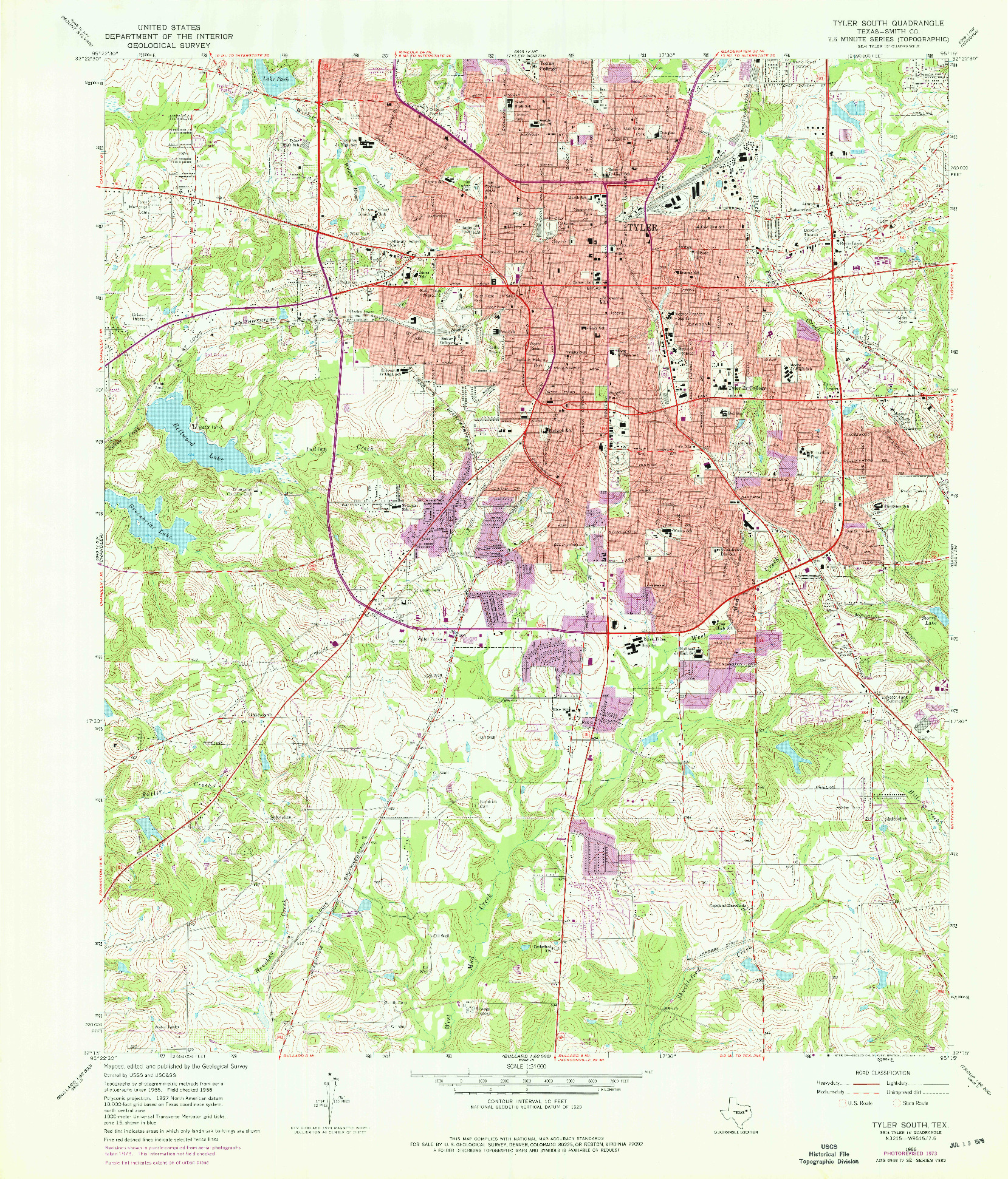 USGS 1:24000-SCALE QUADRANGLE FOR TYLER SOUTH, TX 1966