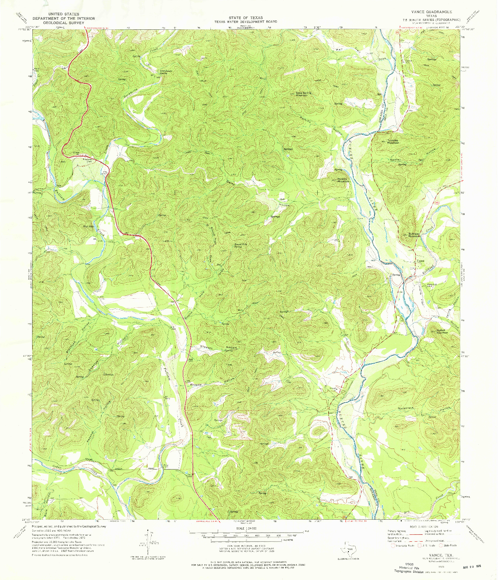 USGS 1:24000-SCALE QUADRANGLE FOR VANCE, TX 1973