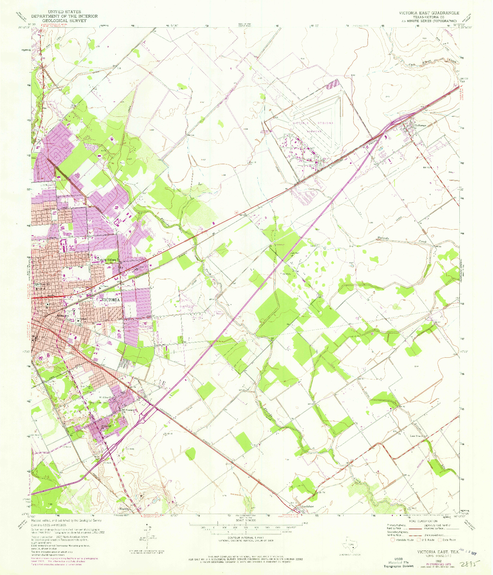 USGS 1:24000-SCALE QUADRANGLE FOR VICTORIA EAST, TX 1952