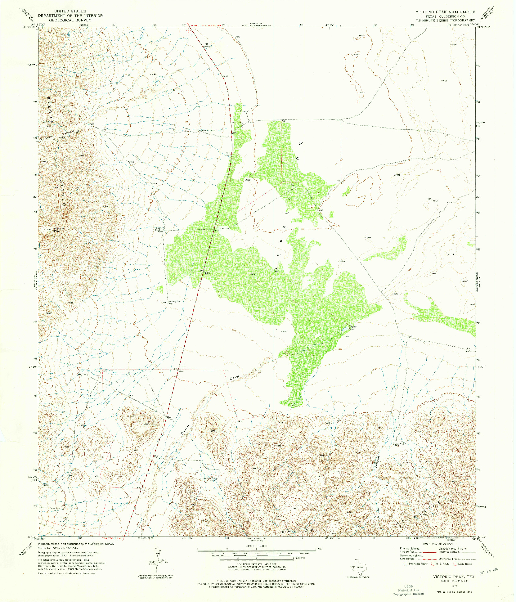 USGS 1:24000-SCALE QUADRANGLE FOR VICTORIO PEAK, TX 1973