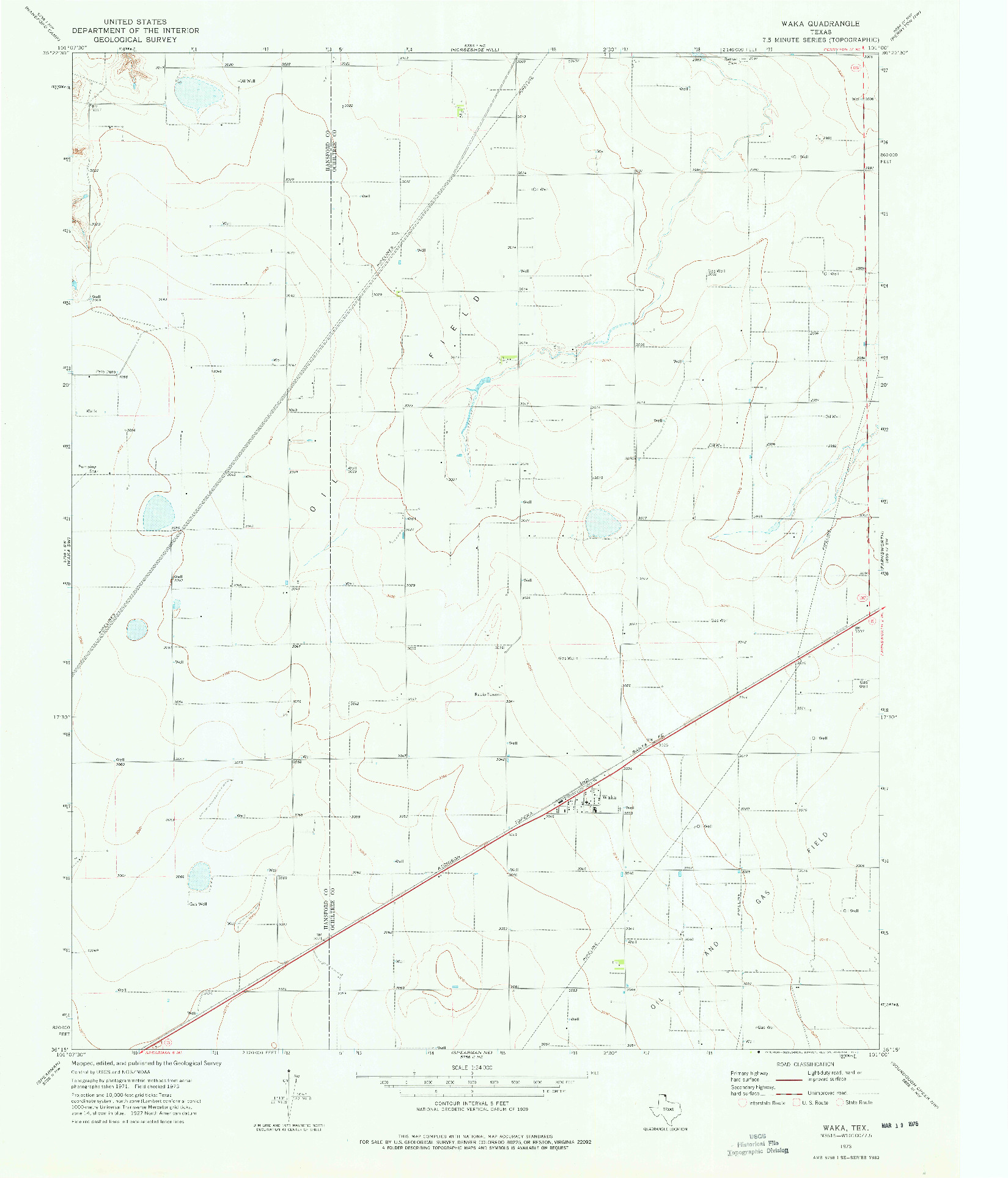 USGS 1:24000-SCALE QUADRANGLE FOR WAKA, TX 1973