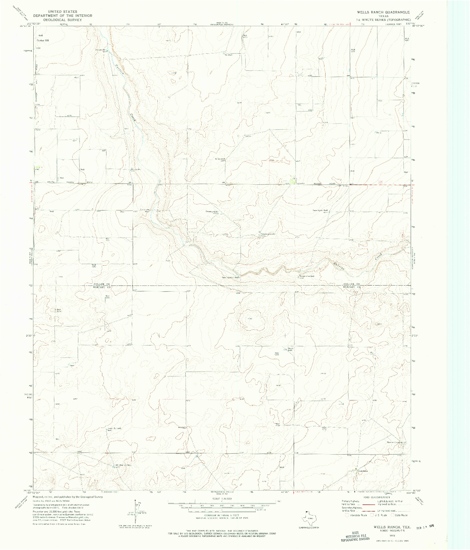 USGS 1:24000-SCALE QUADRANGLE FOR WELLS RANCH, TX 1973